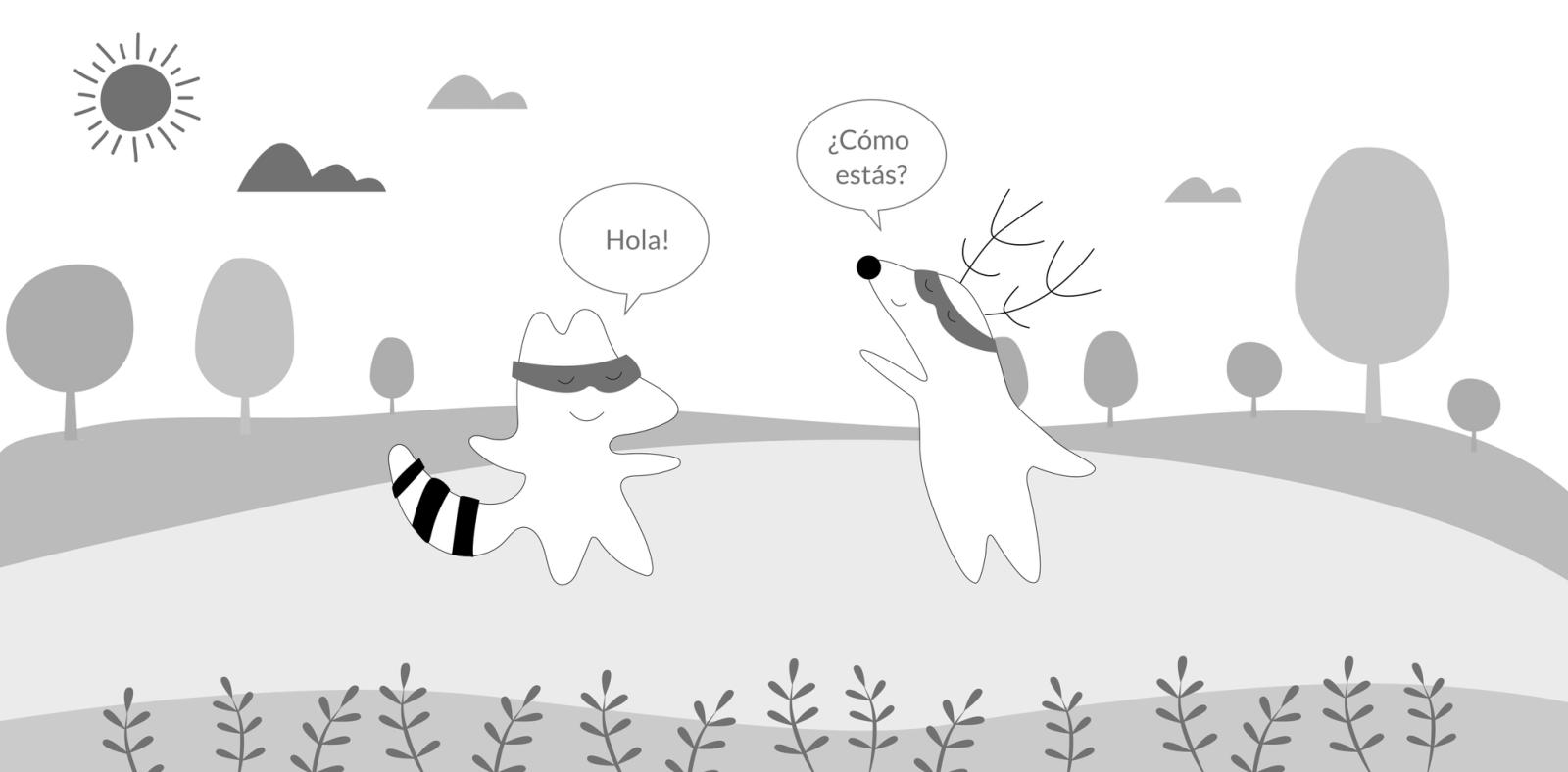 Soren and Iggy see each other on the street, Iggy says, “Hola!” and Soren replies with “¿Cómo estás?”