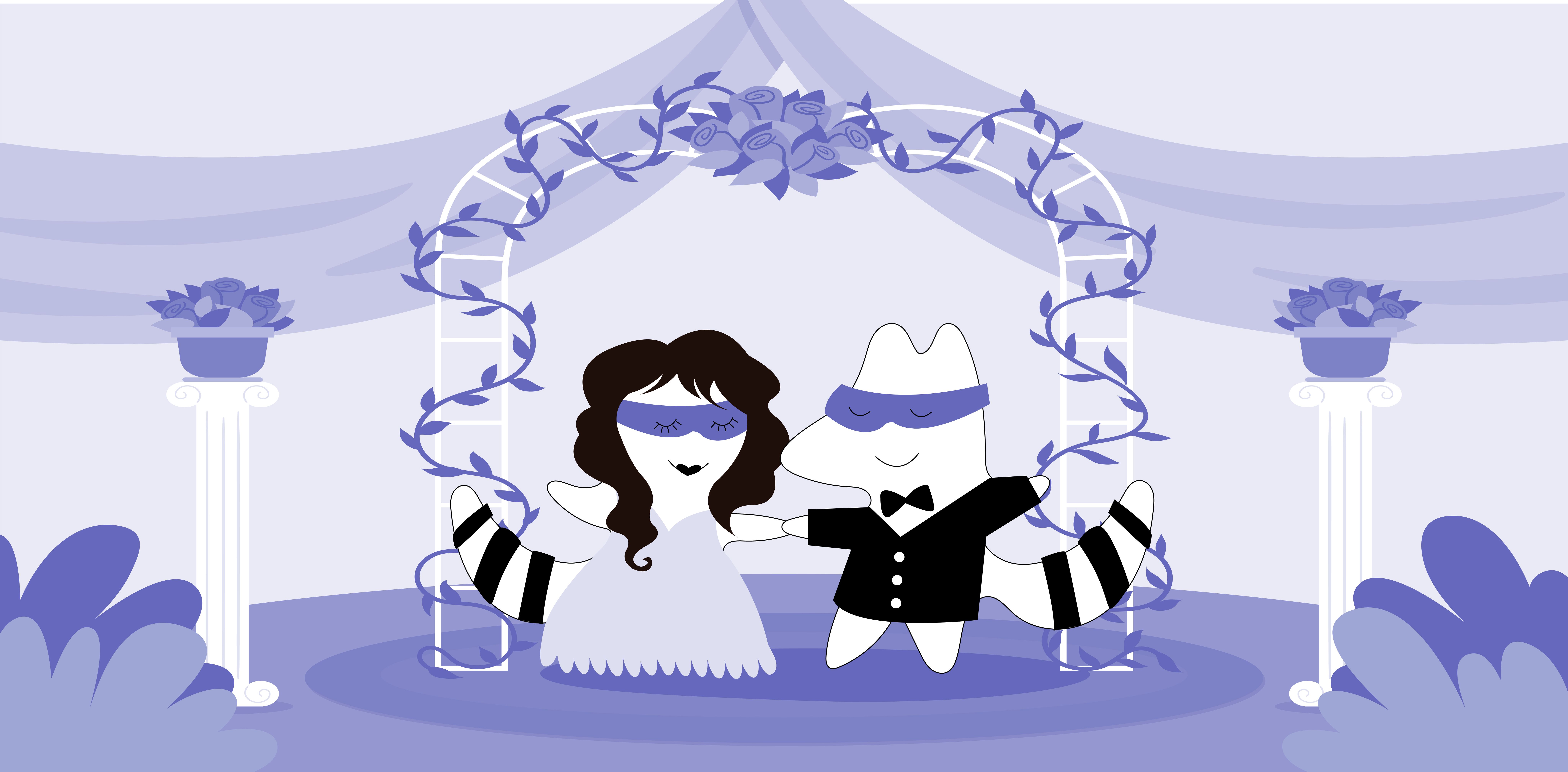 Two characters getting married