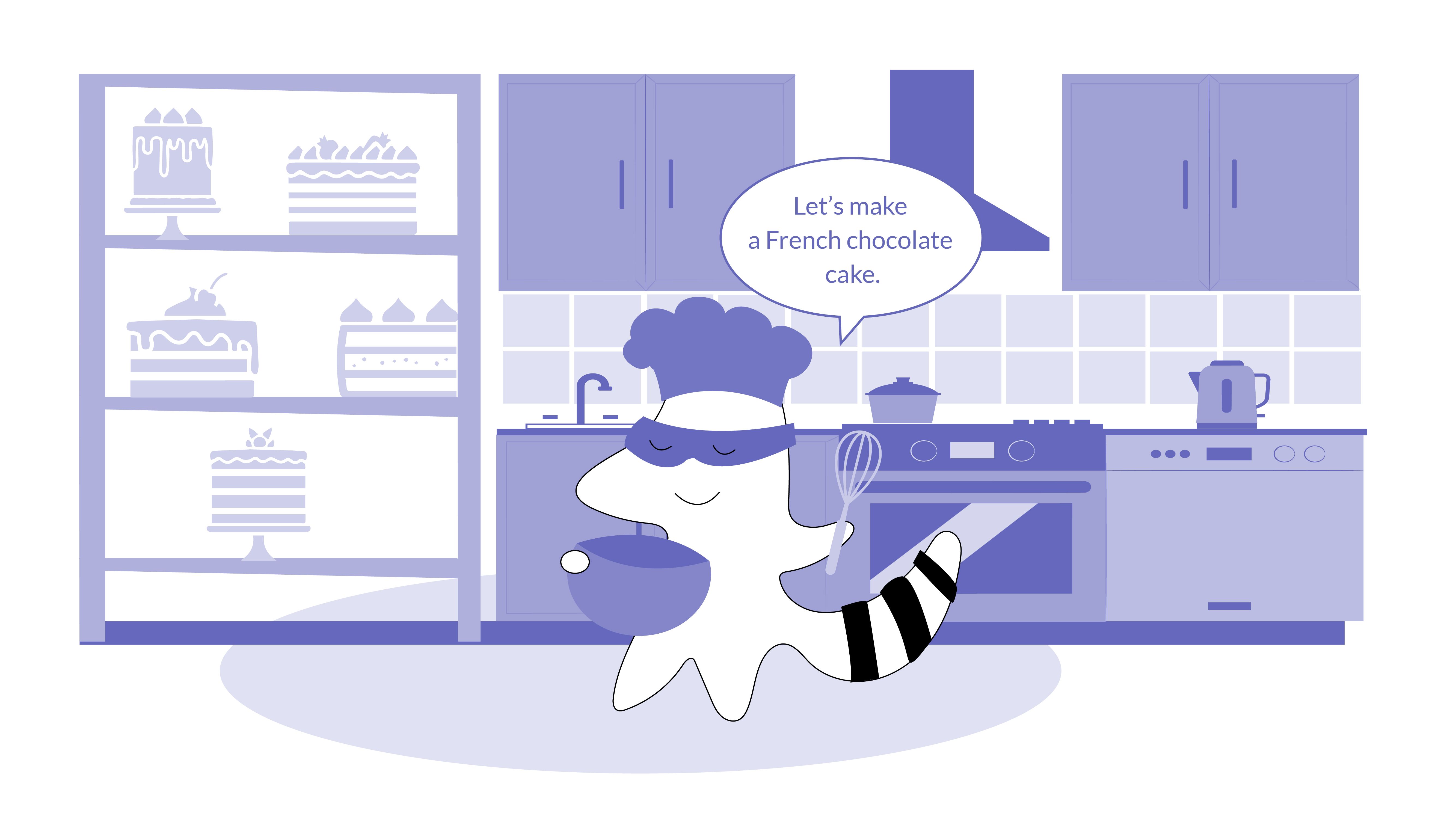 Iggy makes a French chocolate cake.