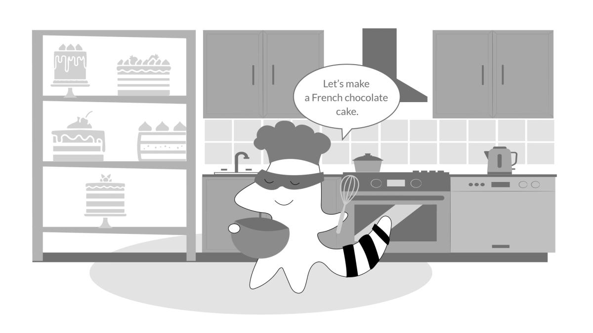 Iggy makes a French chocolate cake.