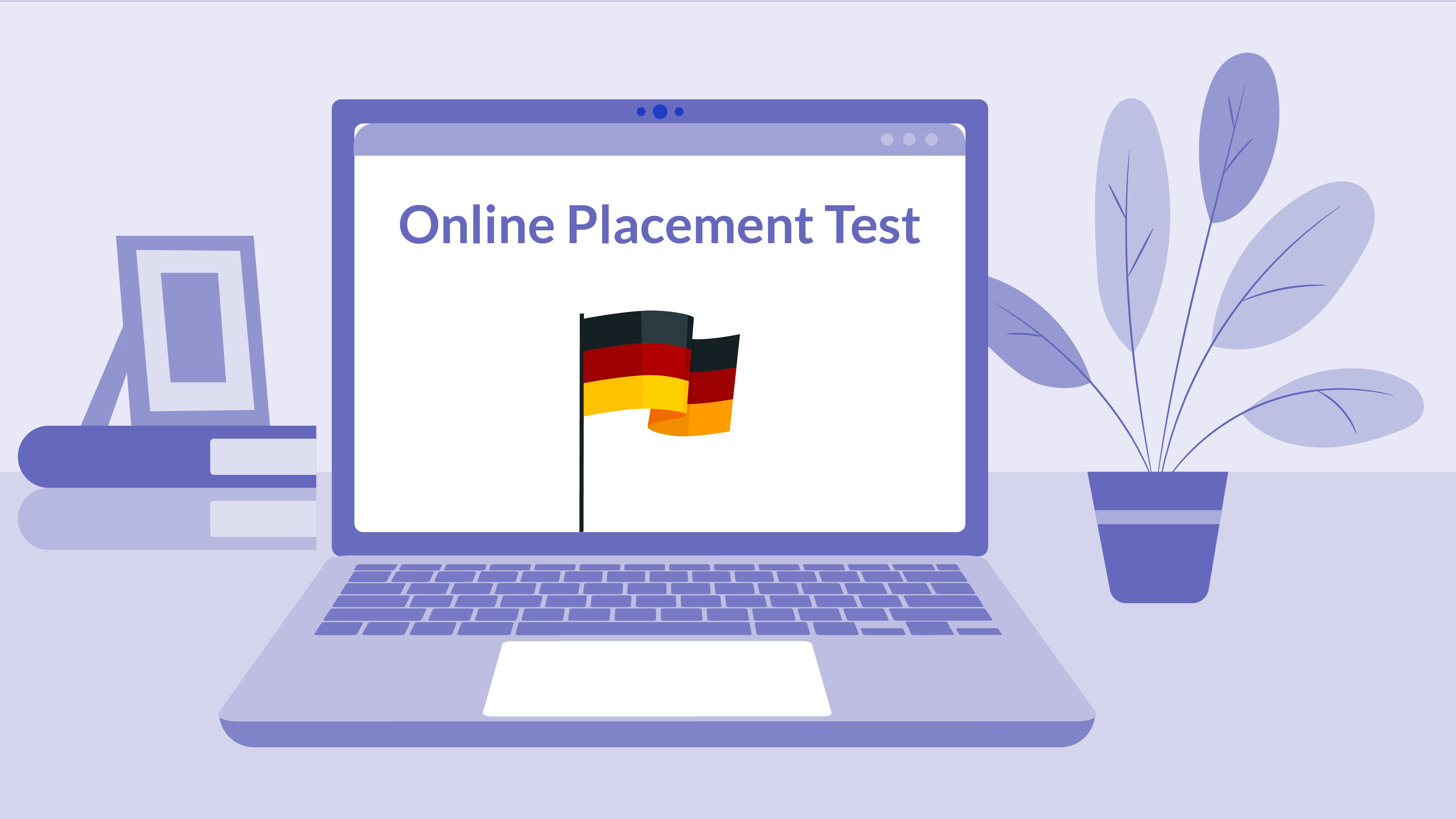 Benji takes an online placement test to check his current German level.