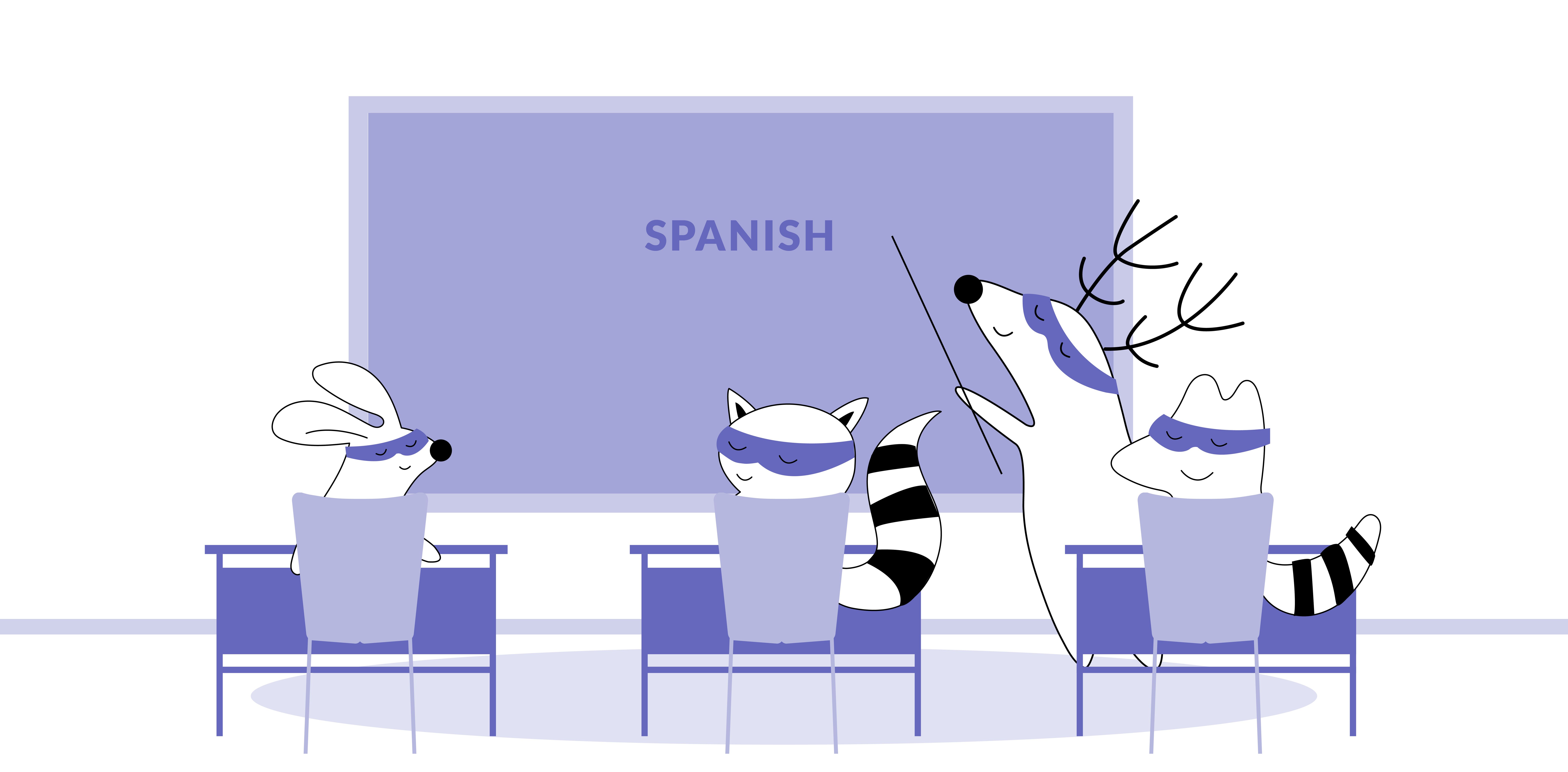 Pocky, Iggy, Benji, and Soren are in a classroom, learning Spanish.