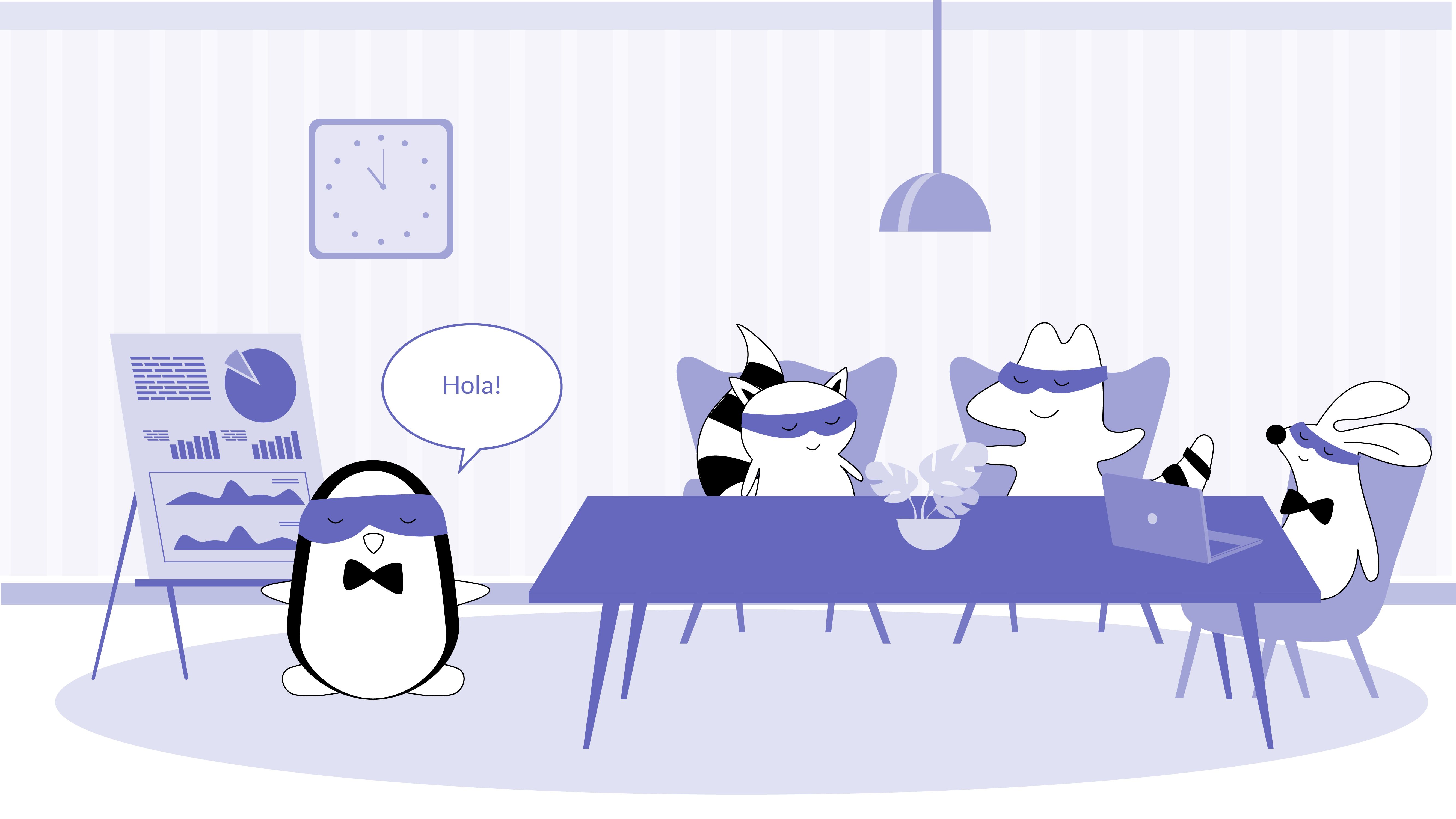 Pocky at his office, saying