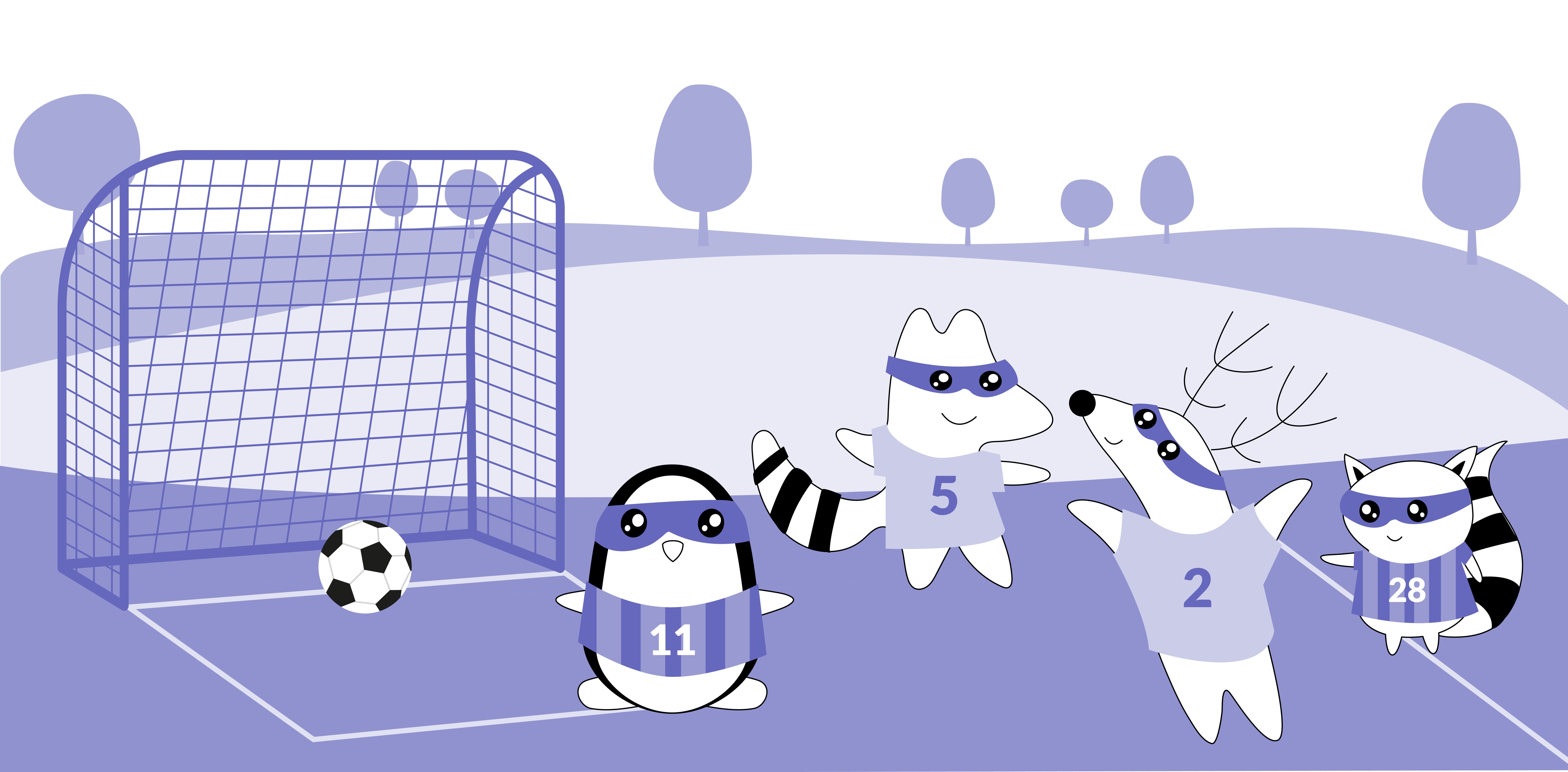 Soren, Iggy, Pocky and Benji are kids playing football.