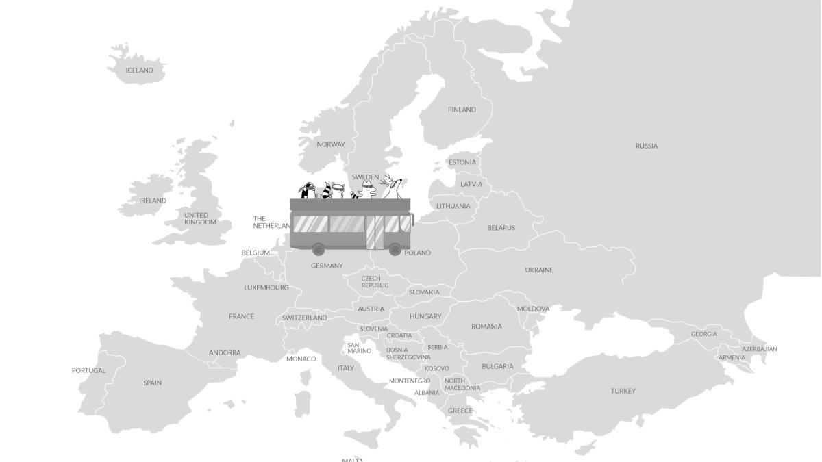 Iggy, Soren, Pocky, and Benji are on a bus trip across Europe.