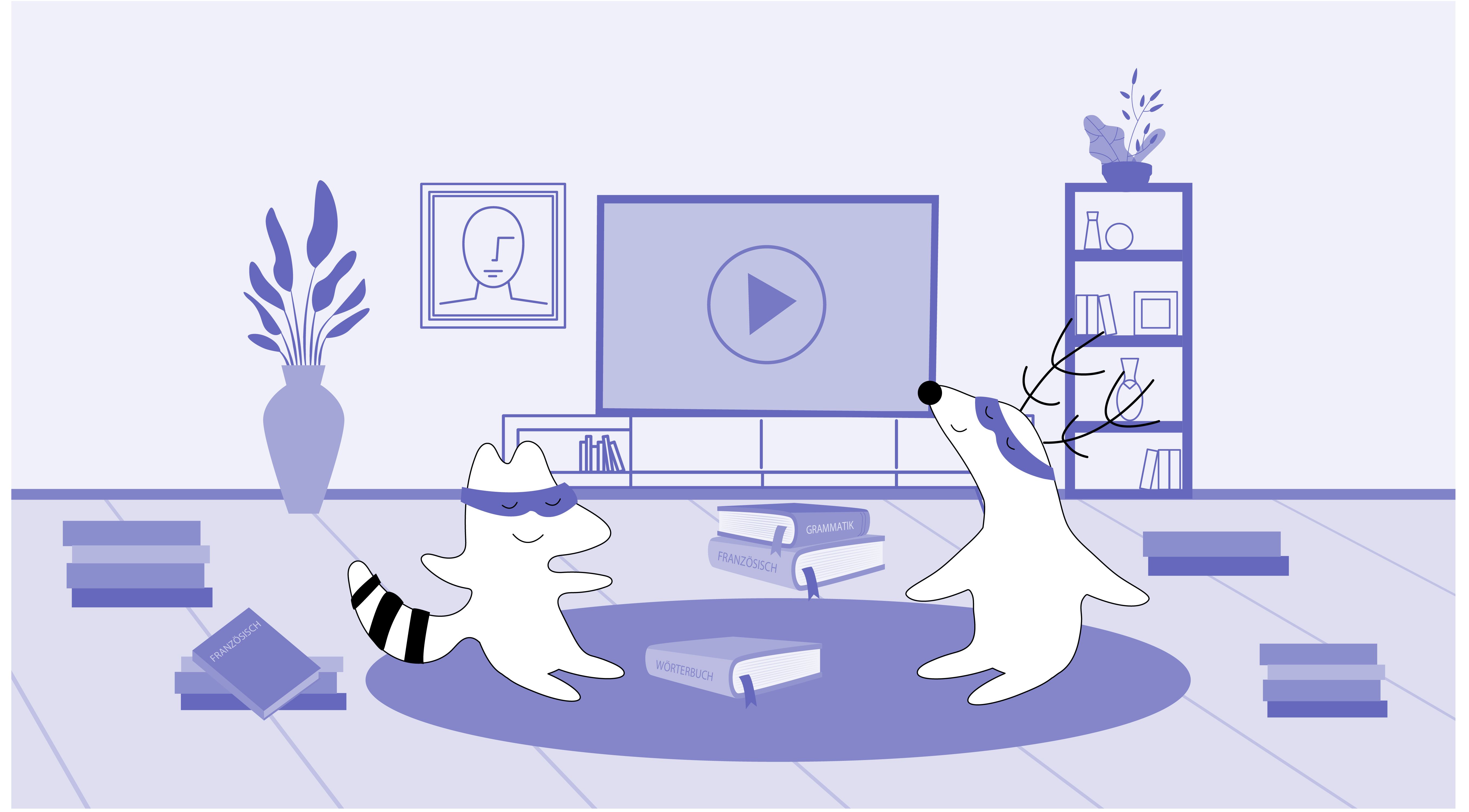 Soren and Iggy watching a movie.