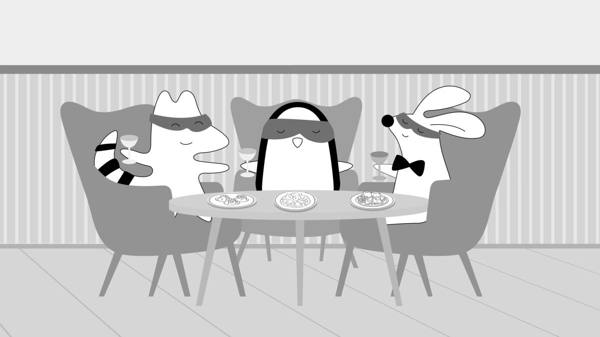 Iggy and Benji sitting at a restaurant table clinking beers