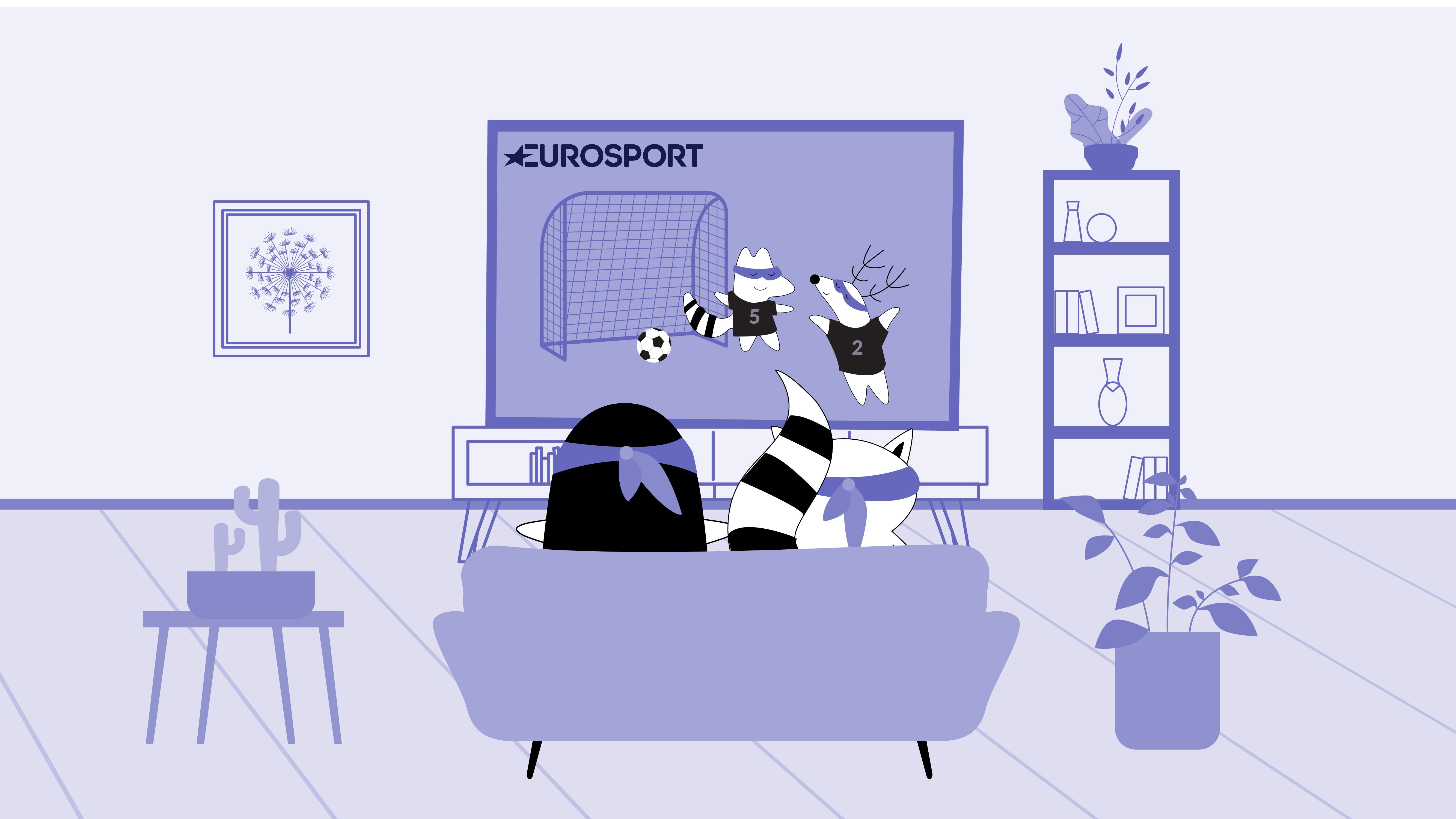  Benji and Pocky watch a football game on Eurosport.