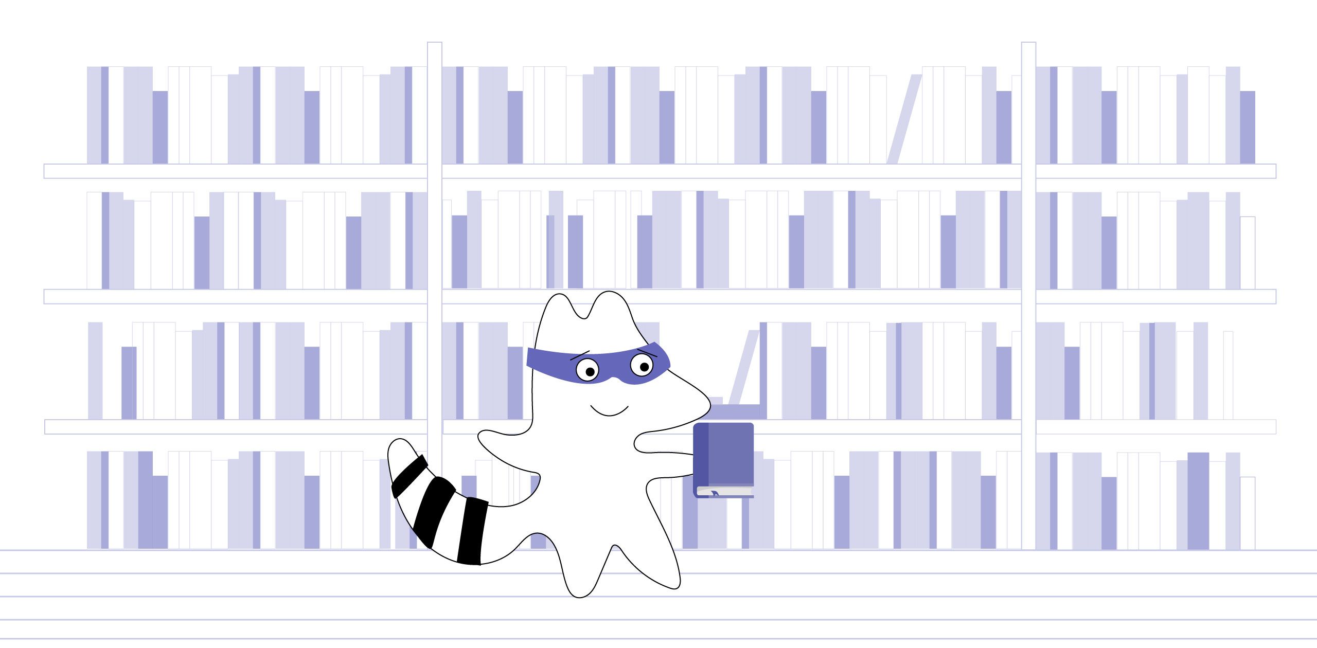 Iggy stands in front of a big, wall-to-wall home library, trying to choose a book.