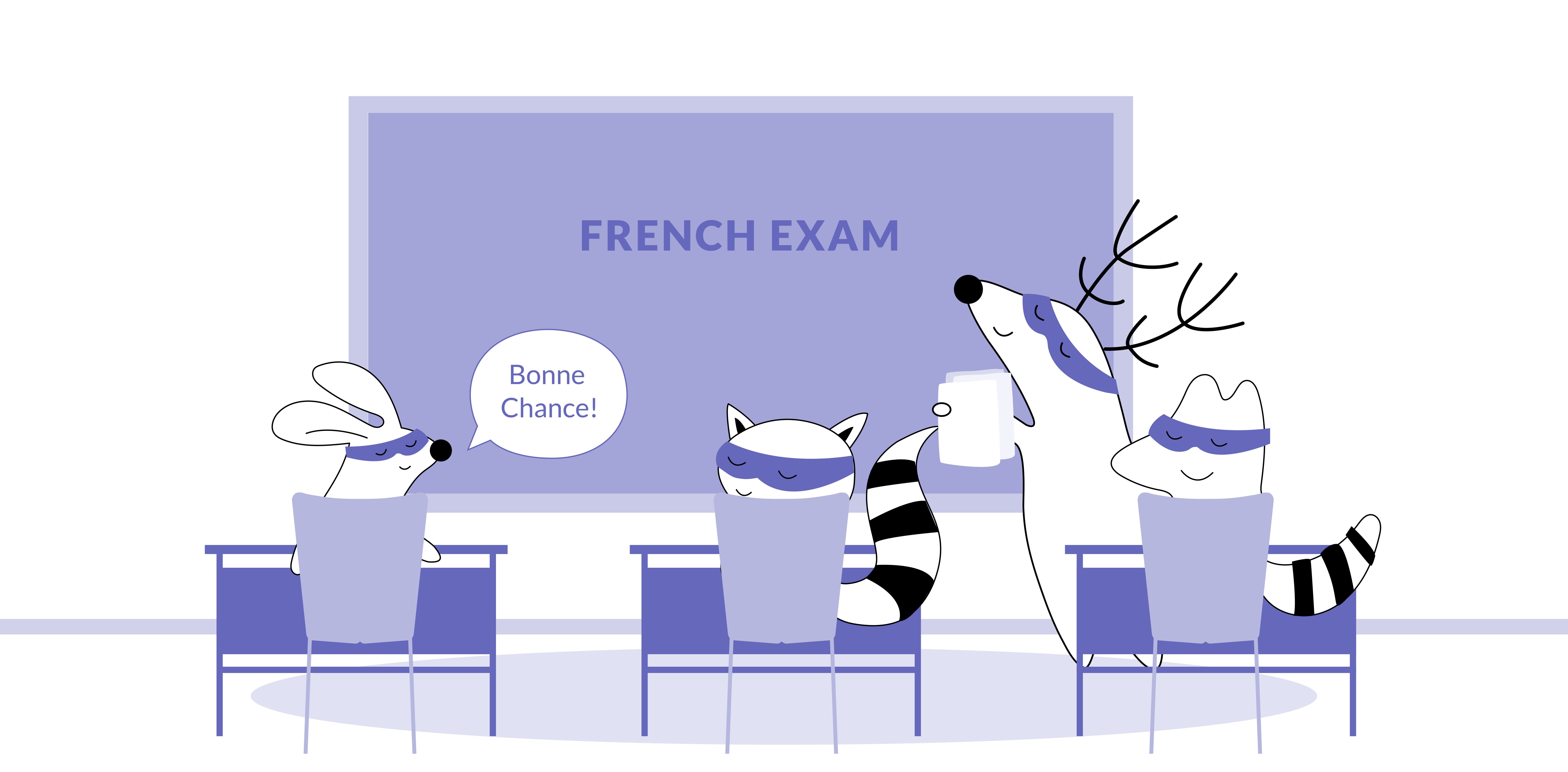 Soren enters the classroom with an exam paper in his hand, Iggy says, “Bonne Chance!” to him.