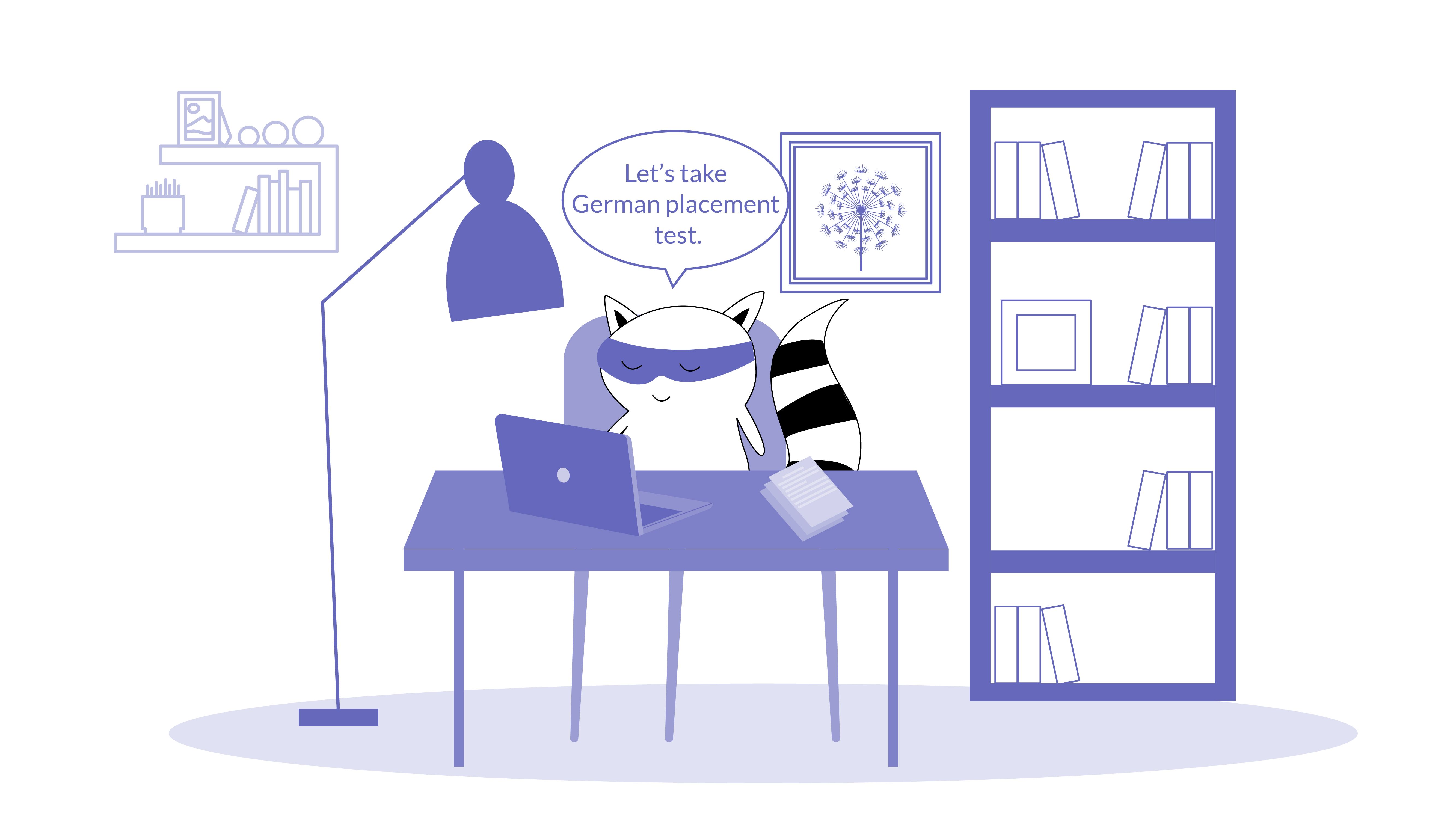 Benji is taking a German placement test online to determine his proficiency level.