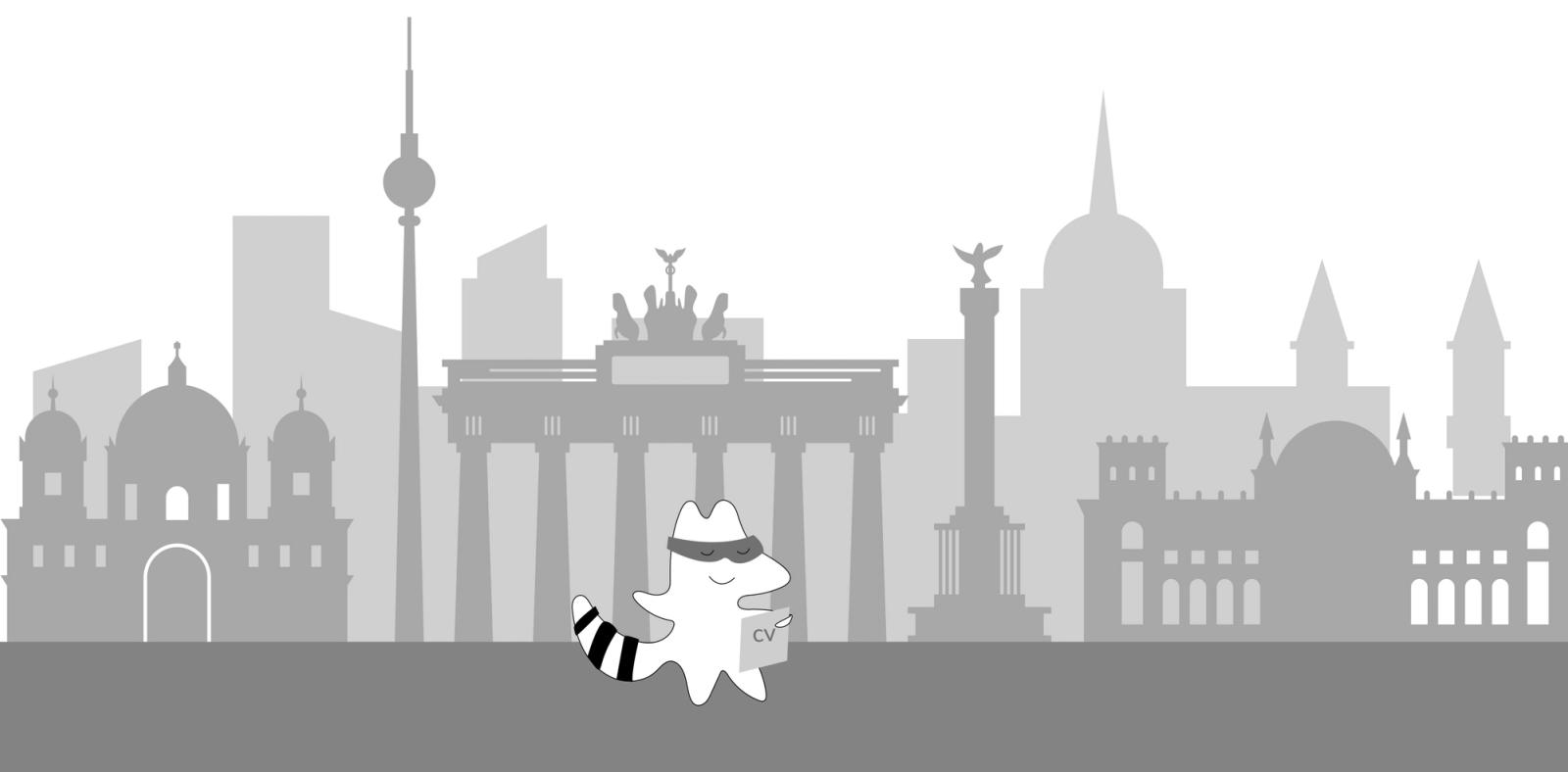 Iggy walking down Berlin with her CV in her hand.