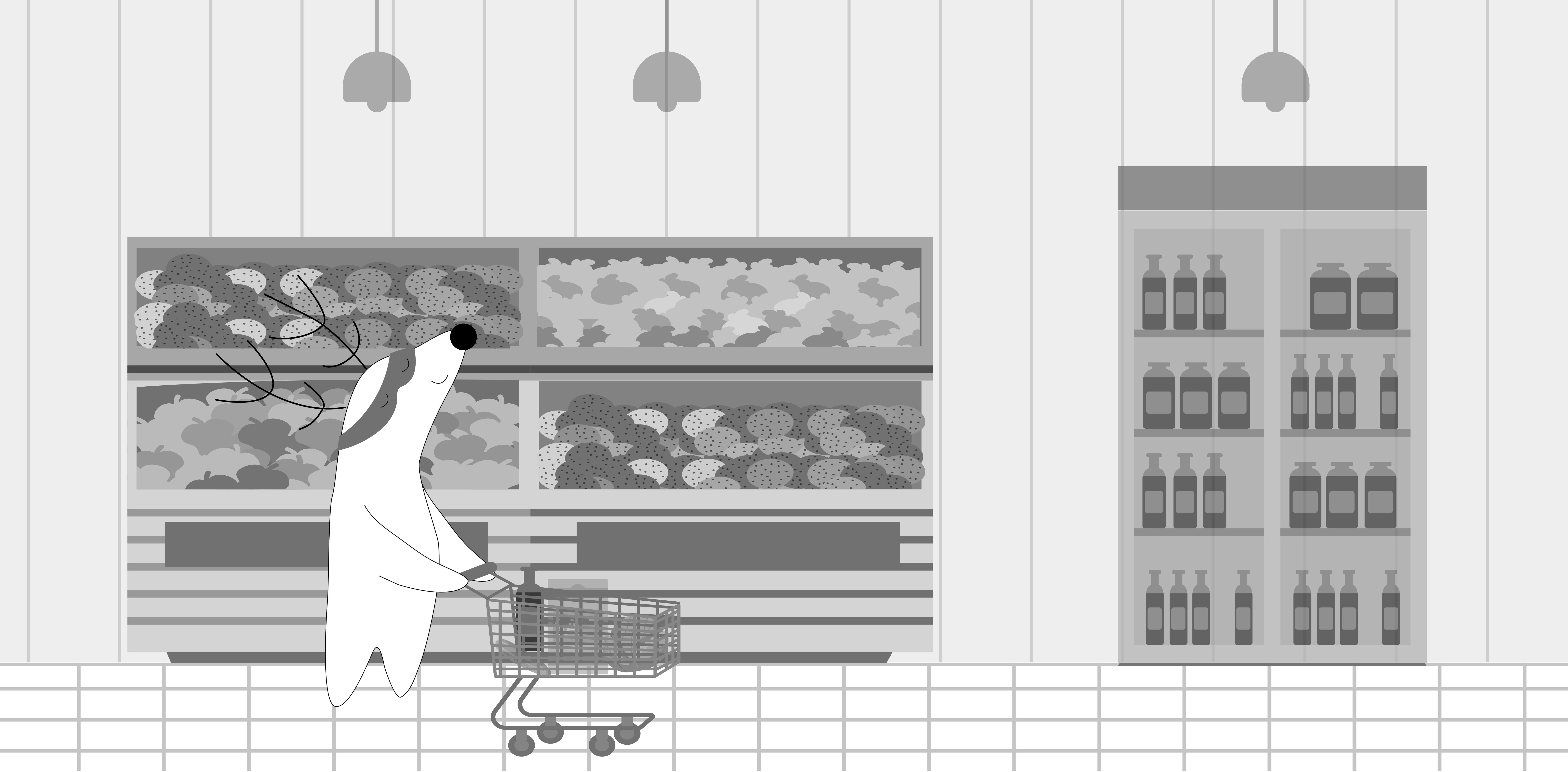 Soren is at the supermarket, in the vegetables section, choosing some lettuce.