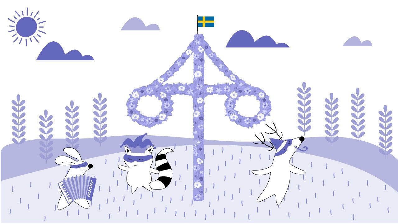 Character celebrating Midsommar in Sweden