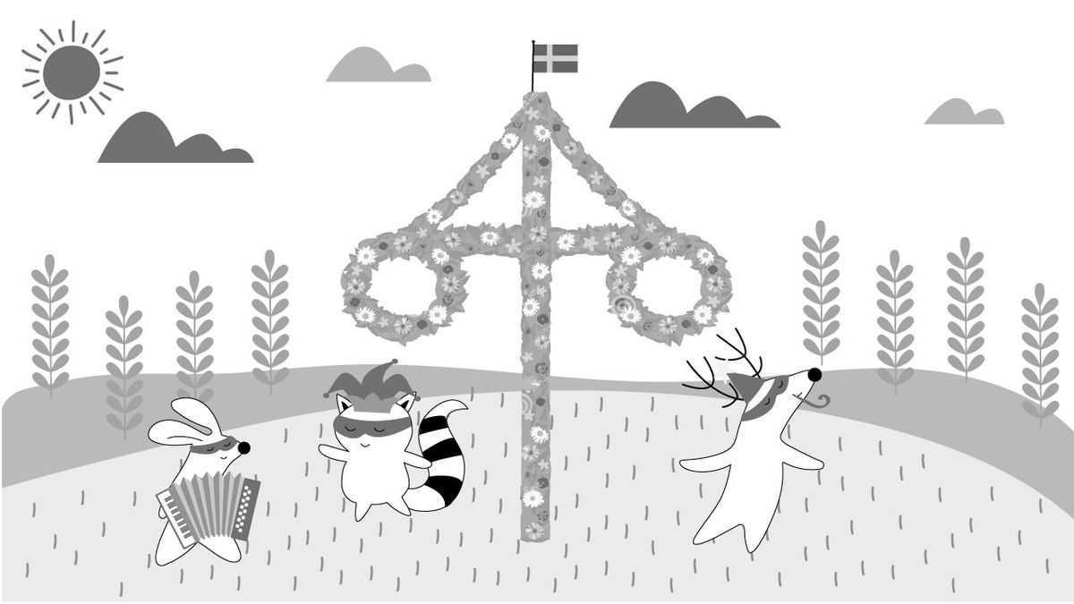 Character celebrating Midsommar in Sweden