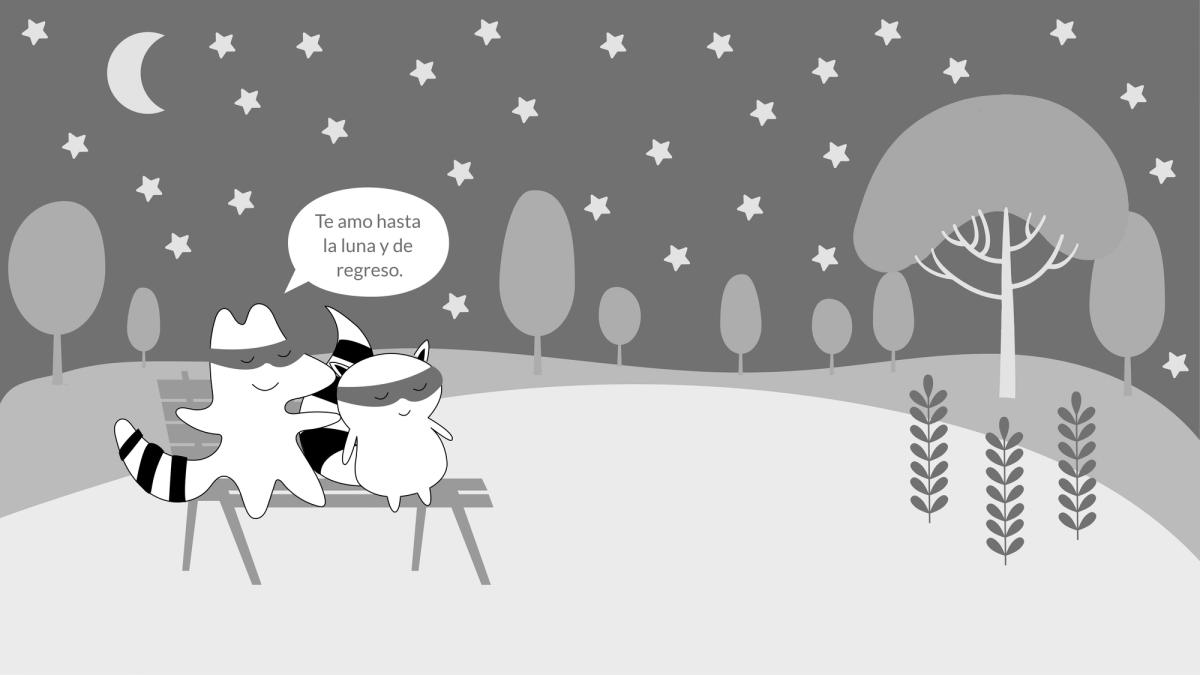 Soren and Benji are sitting on the beach at night, looking at the starry sky. Sorean says, “Te amo hasta la luna y de regreso.”
