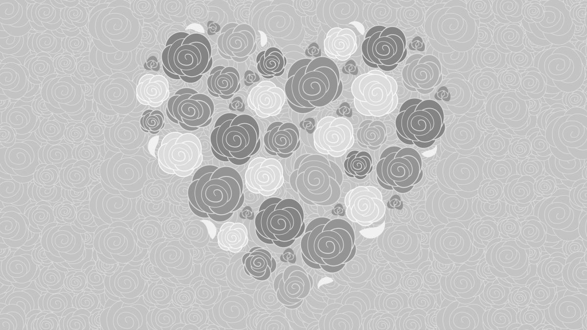 A bouquet of roses in the shape of a heart