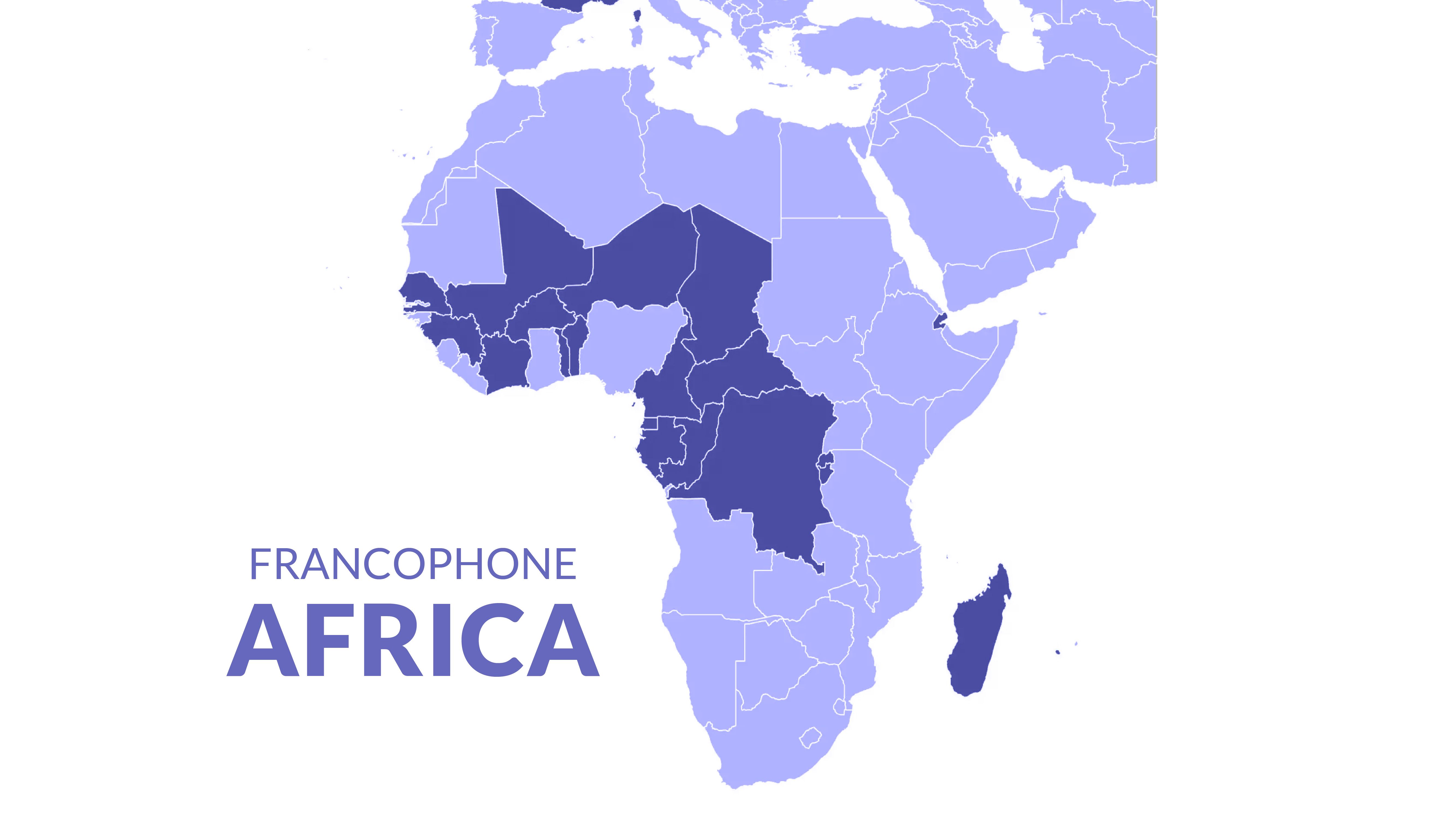 A map of Francophone Africa.