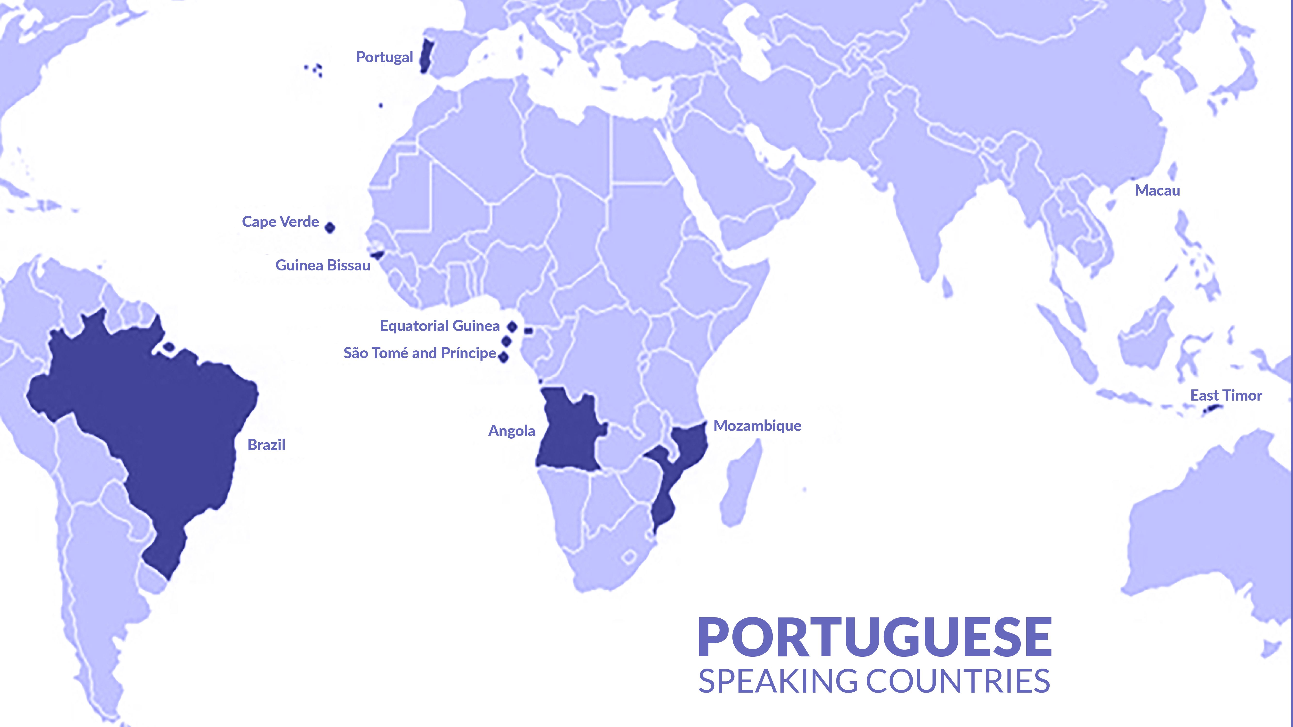 A map of Portuguese-speaking countries.