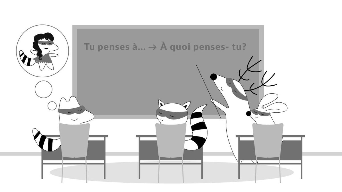 Charachters learning abour French question words