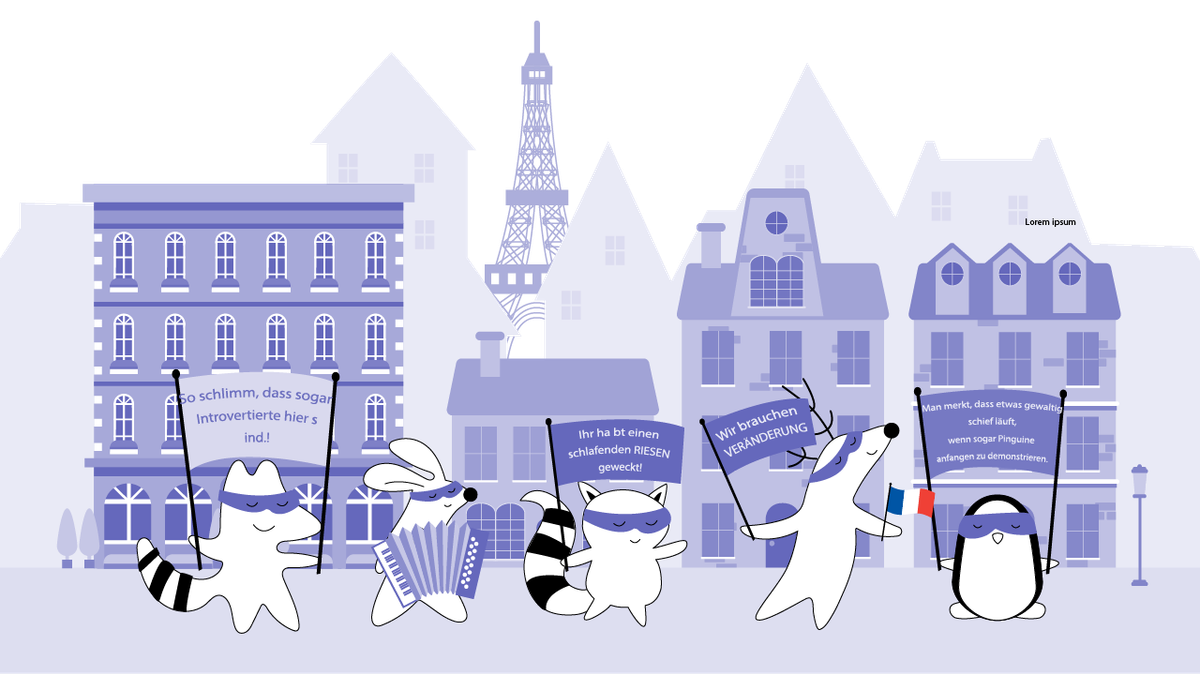 Characters protesting in Paris