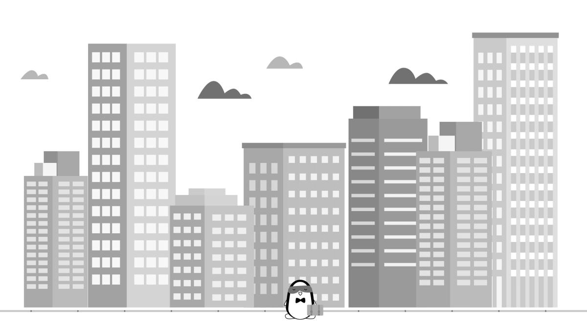 Pocky enters an office building with a suitcase, looking elegant.