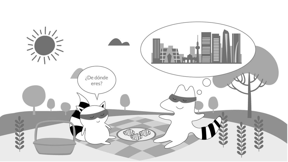 Character telling the other one about Madrid