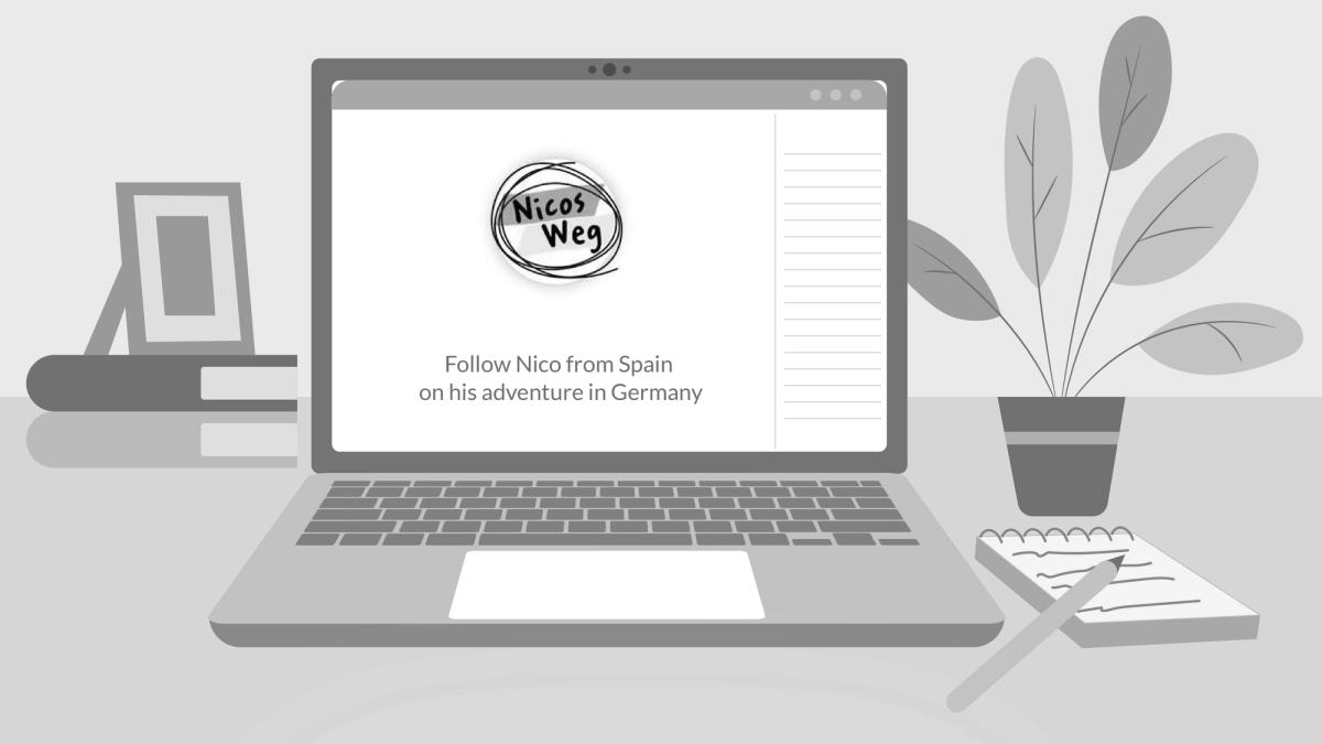 Soren clicks on the Nicos Weg course under the A1 category, there is a brief description under the logo: “Follow Nico from Spain on his adventure in Germany.”
