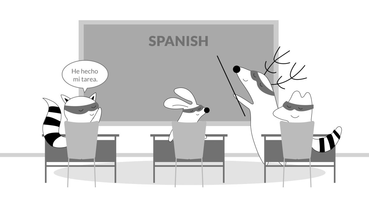 Benji raised his hand in the classroom, saying, “He hecho mi tarea.”