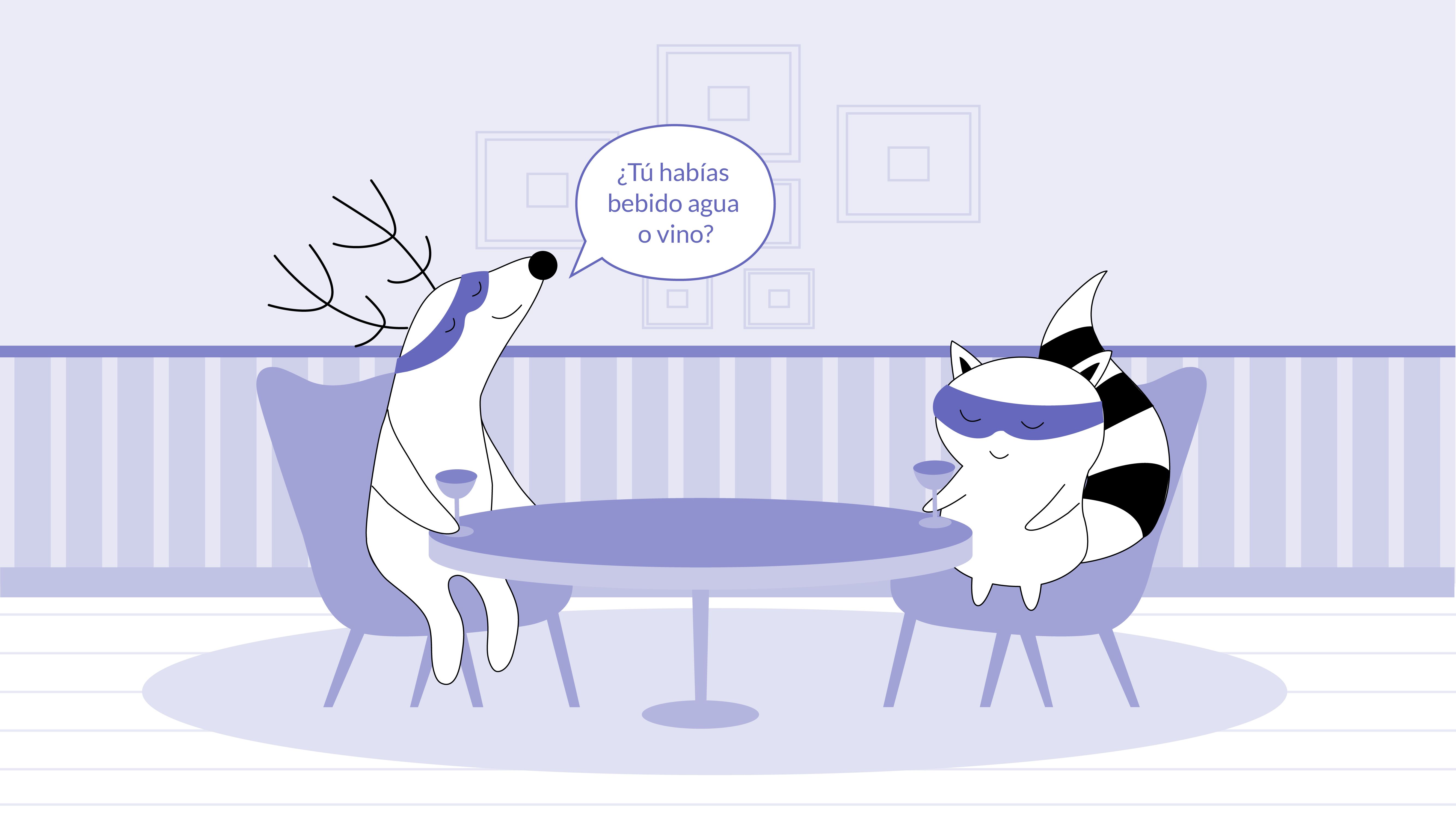 Benji and Soren are at the restaurant with glasses in hand, Soren asks “¿Tú habías bebido agua o vino?”