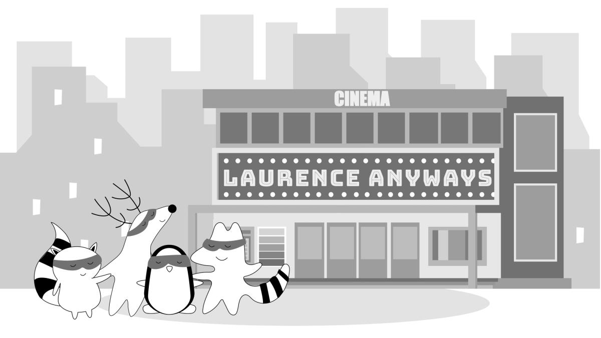 Pocky, Benji, Iggy, and Soren are at the cinema. On the cinema’s exterior, there is written Laurence Anyways.