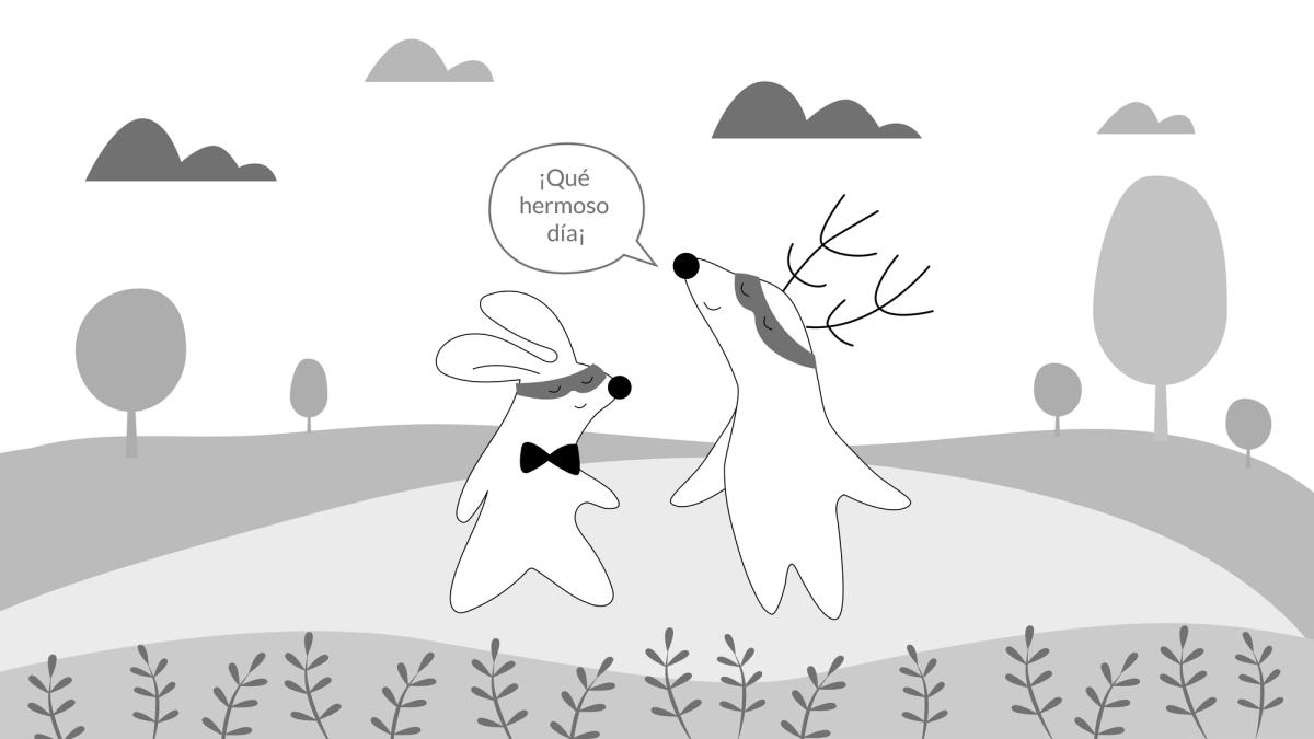 Soren and Pocky are strolling around the park on a sunny day, Soren says, “¡Qué hermoso día!”