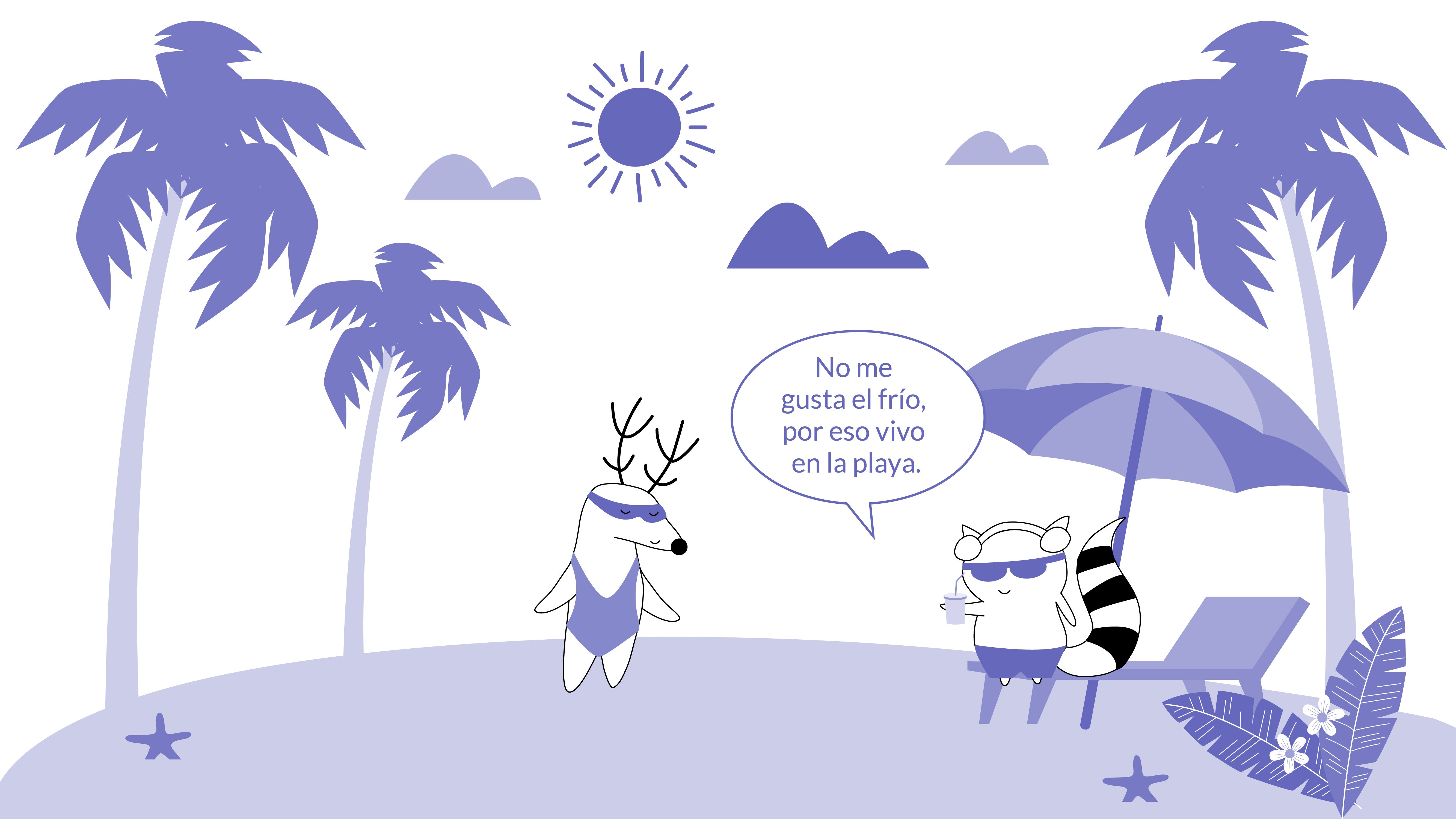 Soren and Benji on the beach, Benji saying