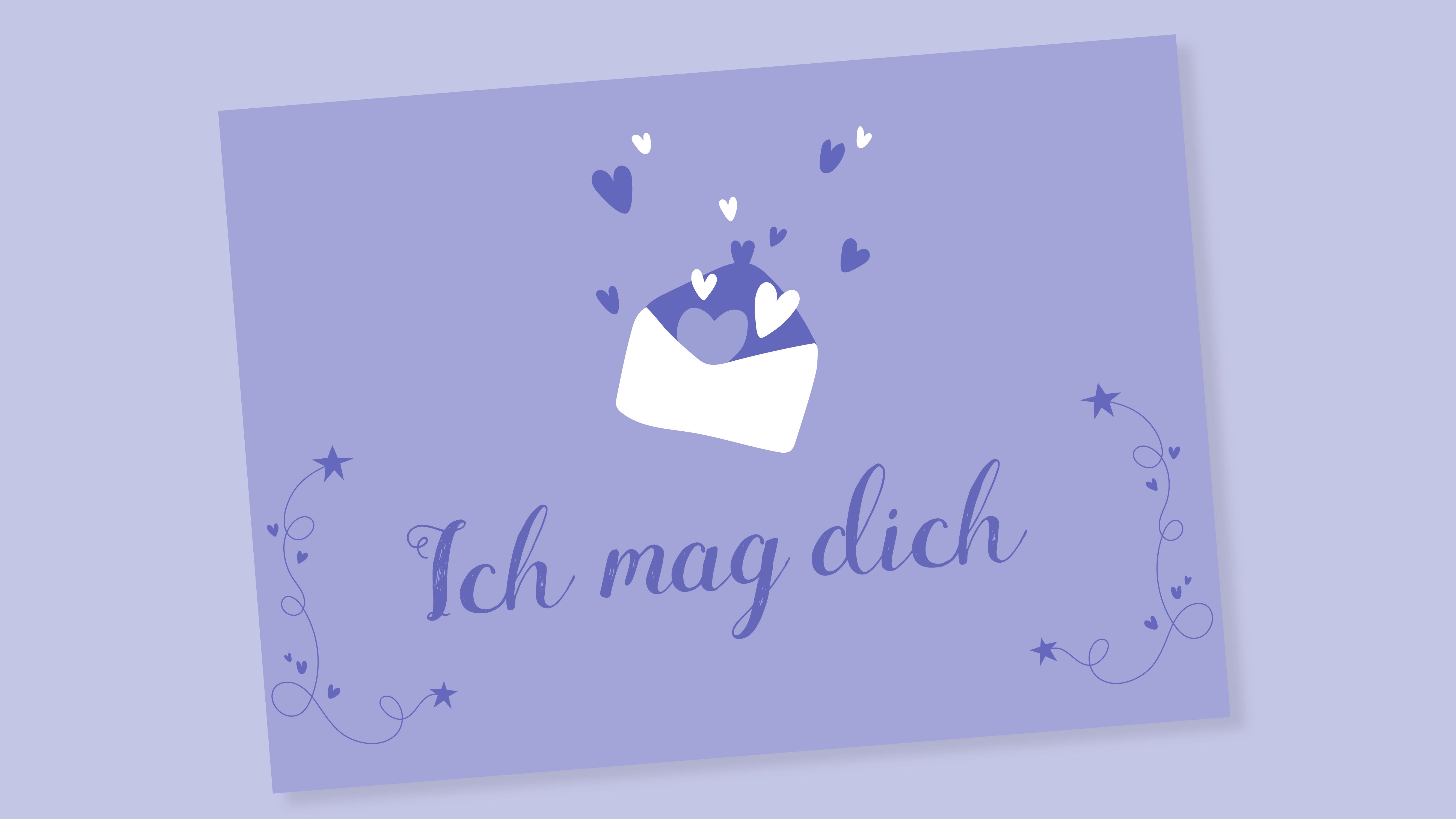 A Valentine’s Day card that says “Ich mag dich.”