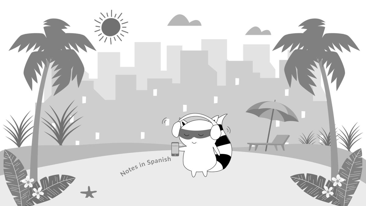 Benji listens to Notes in Spanish while going for a walk on Barcelona beachwalk.