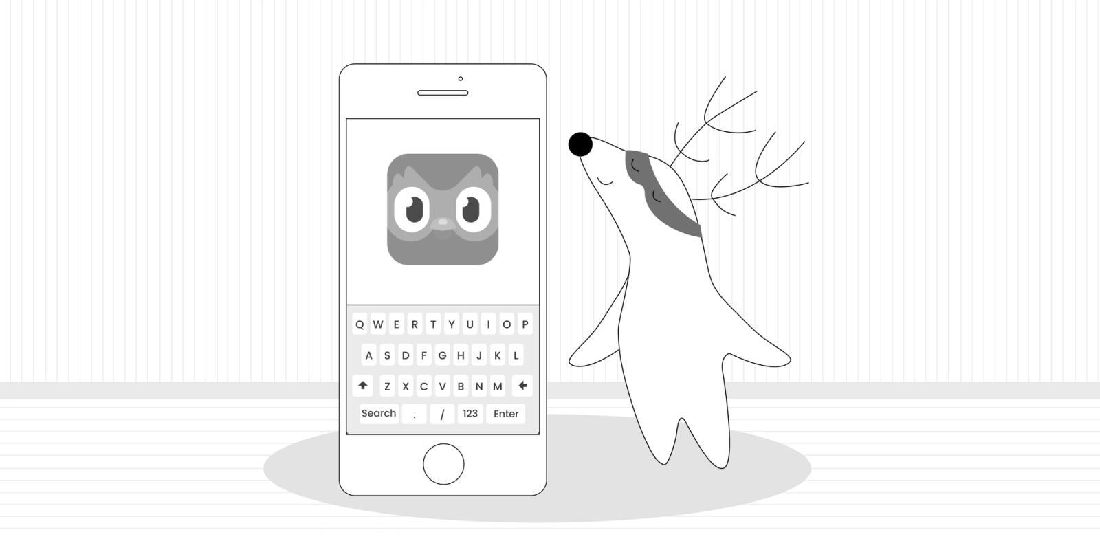 Soren downloads the Duolingo app.