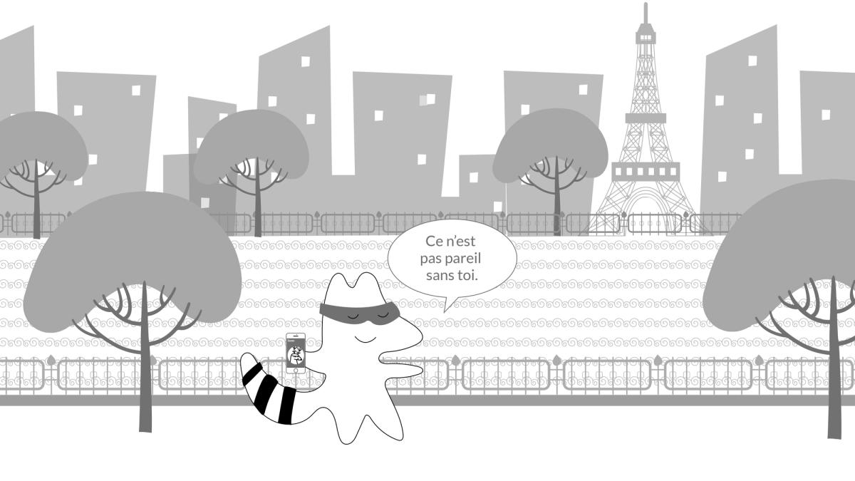 Iggy walks down the river in Paris, saying to Soren on the phone, “Ce n’est pas pareil sans toi.”