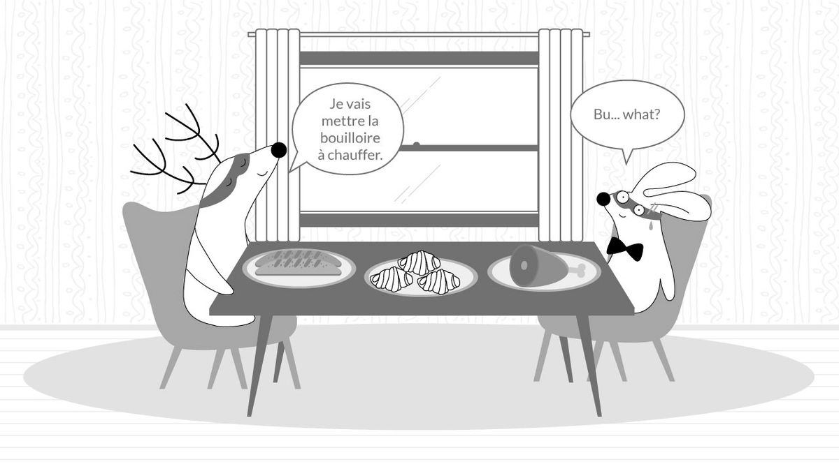 Characters eating together