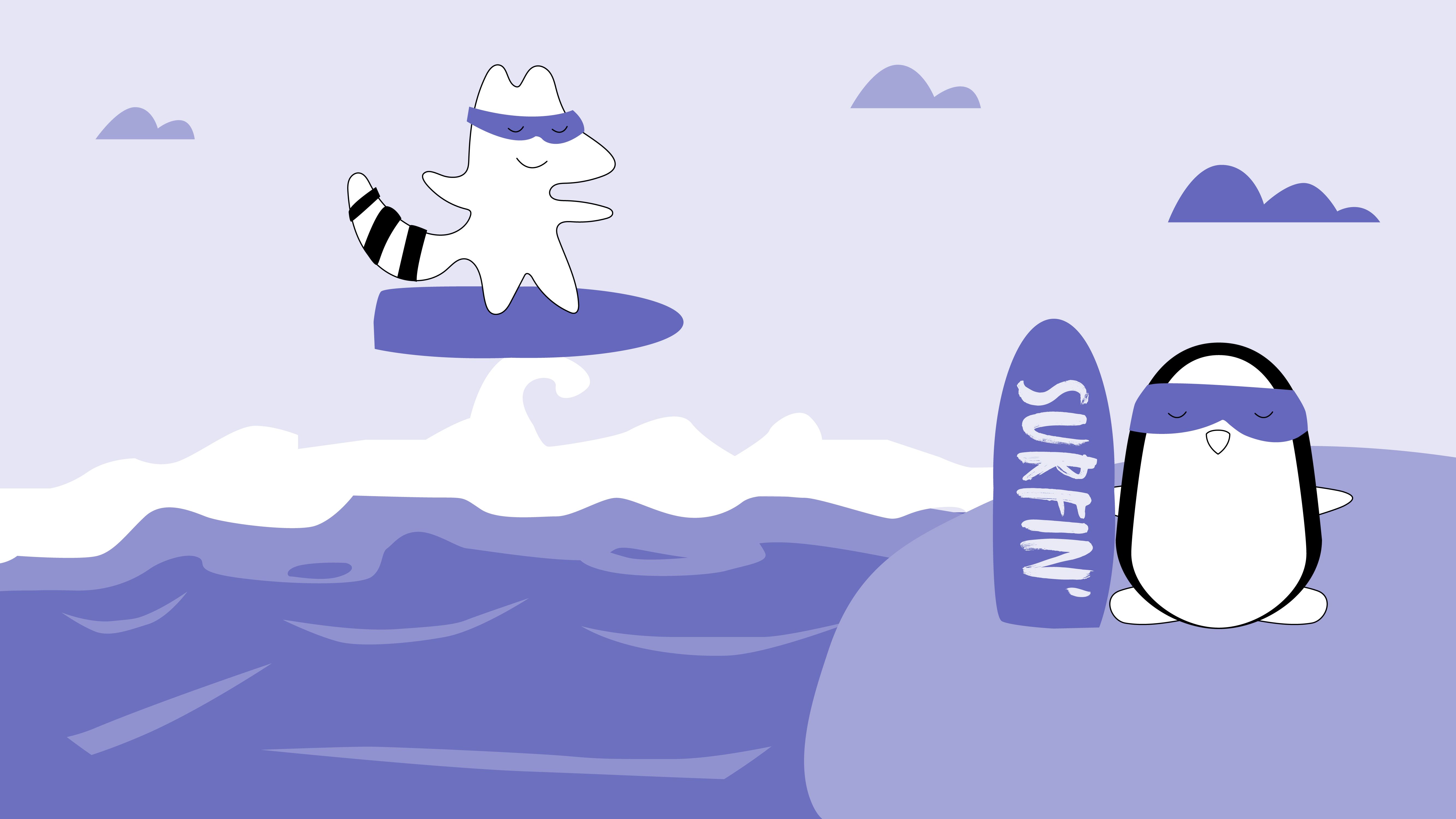 Iggy and Pocky are surfing in Australia.