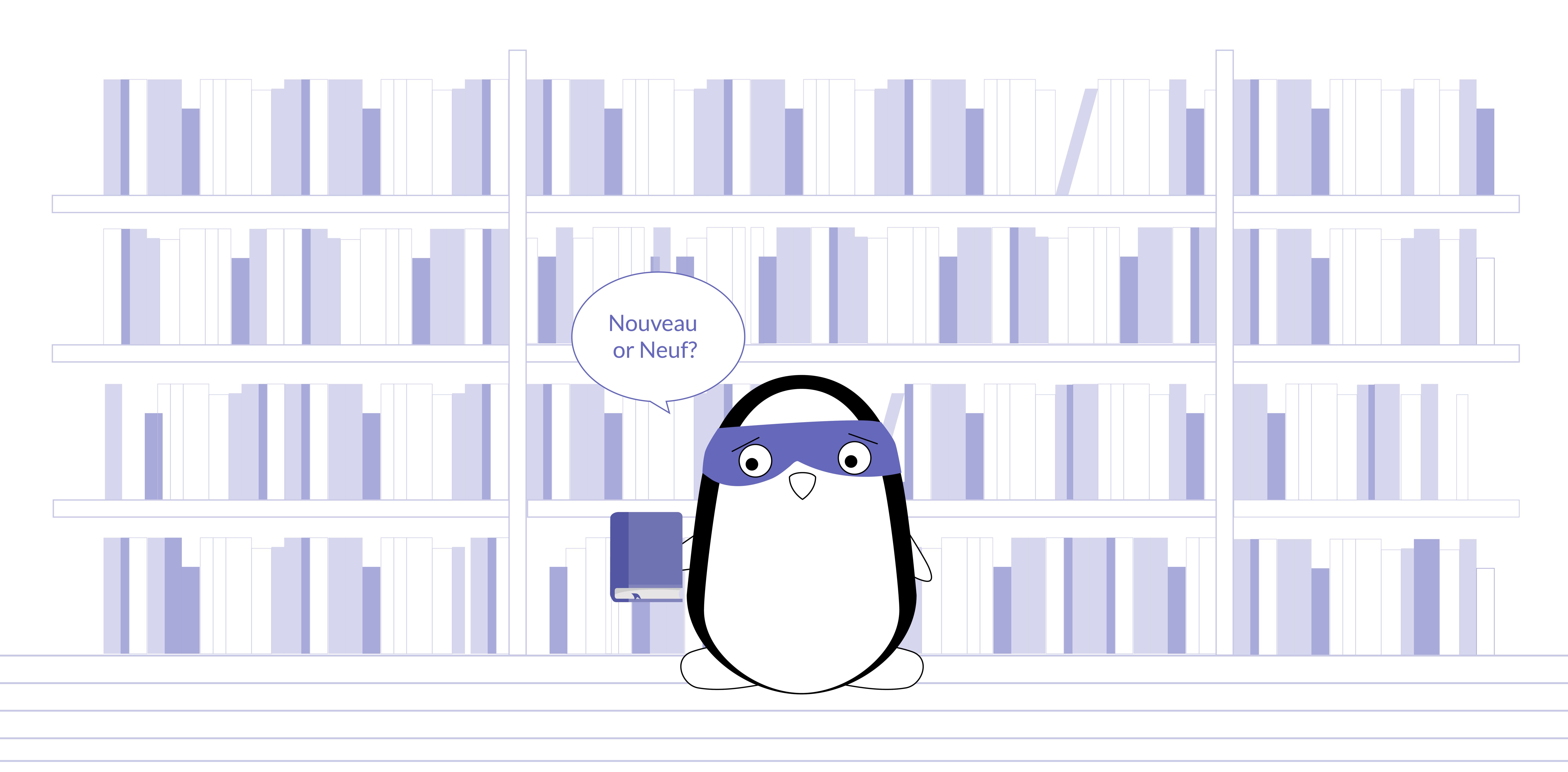 Iggy walks out of the bookstore with a new book in her hands, thinking, “Nouveau or Neuf?”