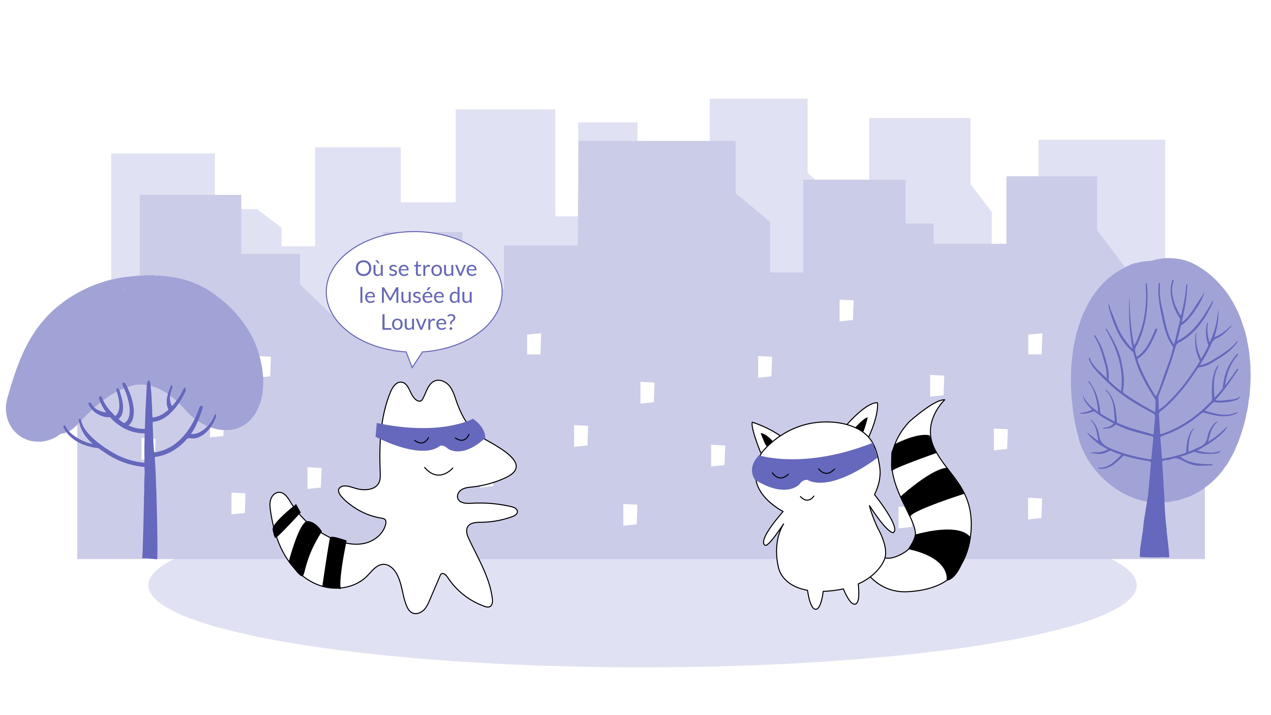 Iggy asks Benji on a street, “Où se trouve le Musée du Louvre?”