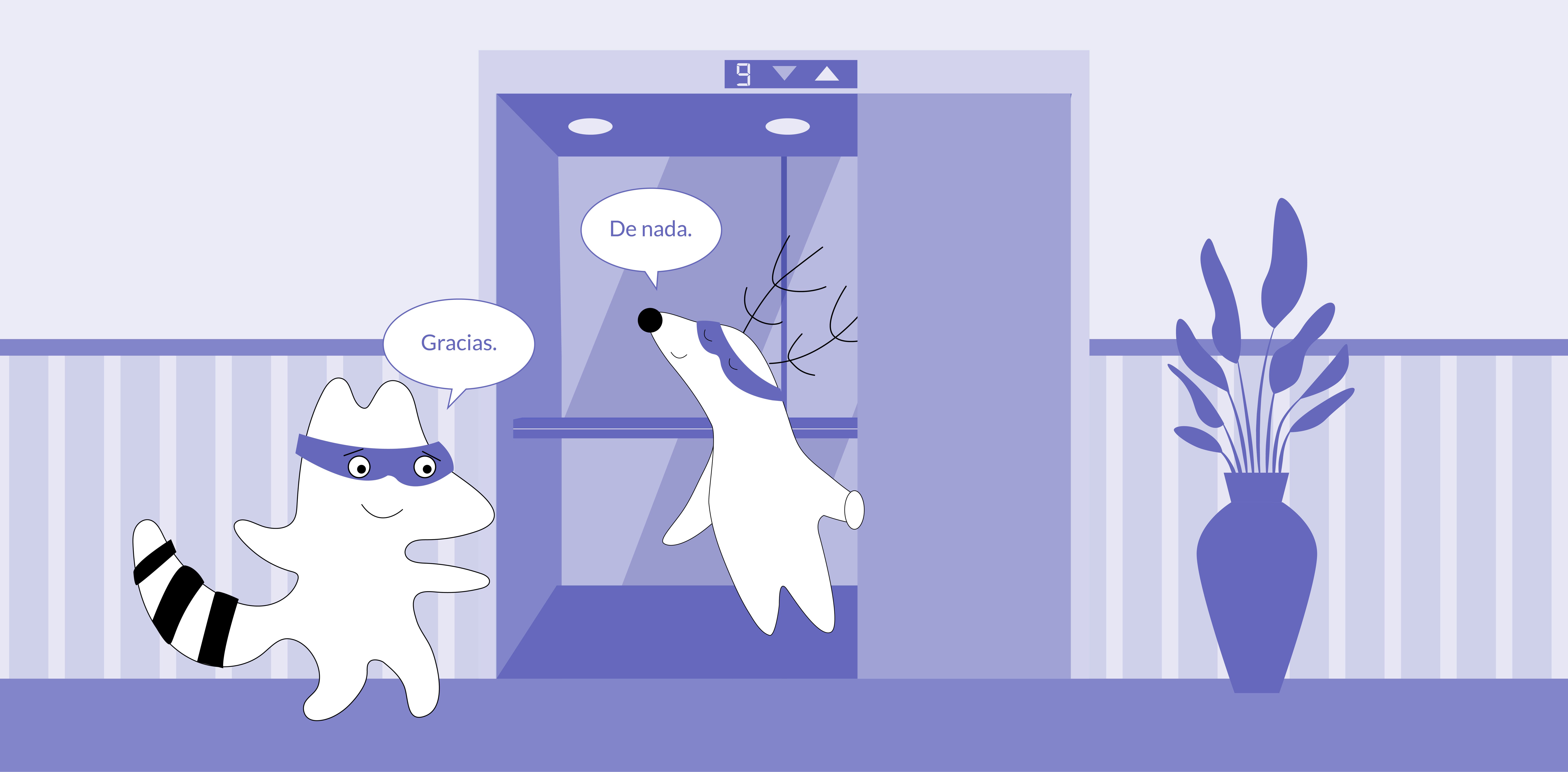 Iggy runs to the elevator that’s already closing. Soren holds the door for her. She says “Gracias,” and he replies with “De nada.”