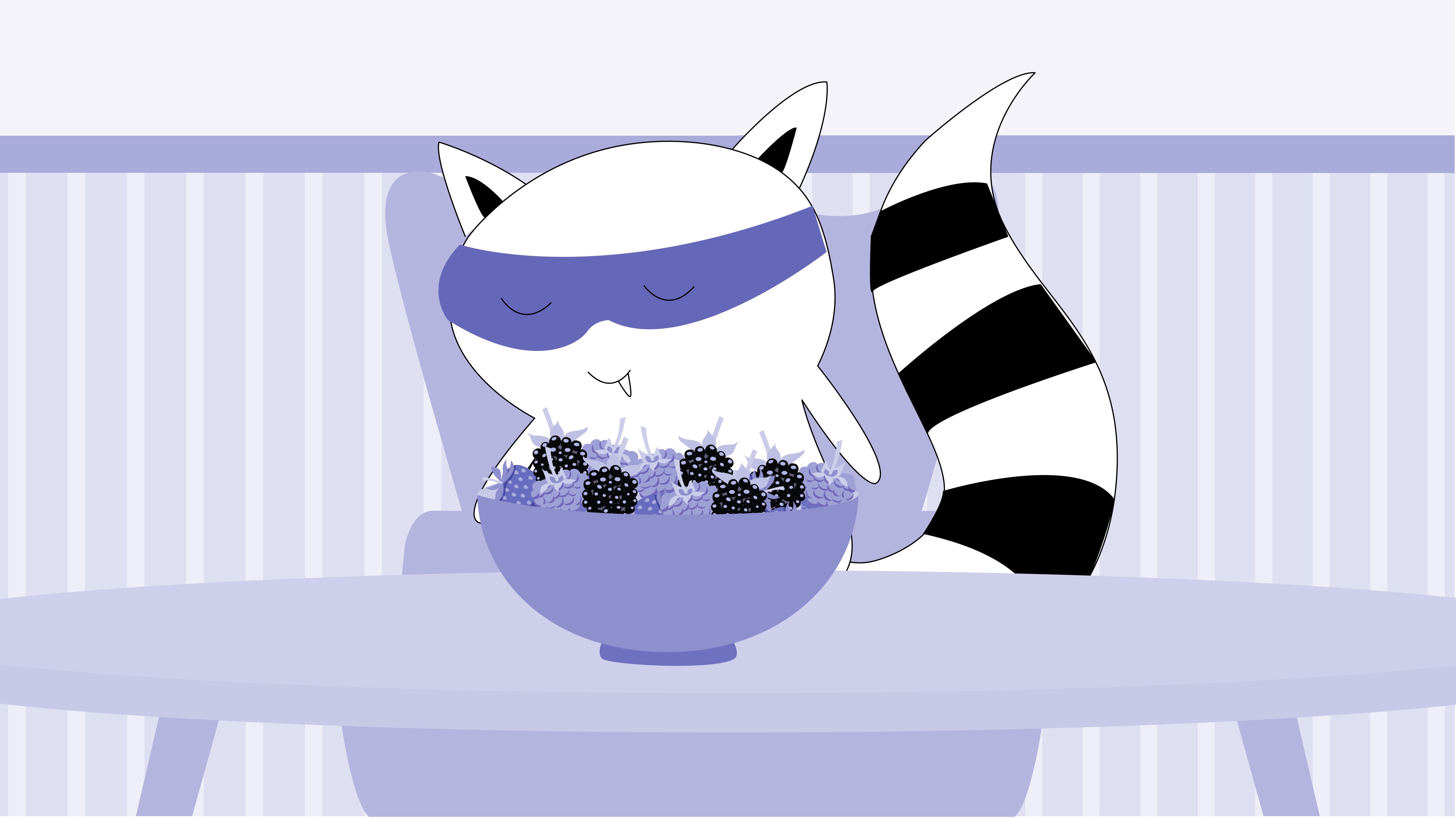 Benji is eating a bowl full of blackberries and strawberries.