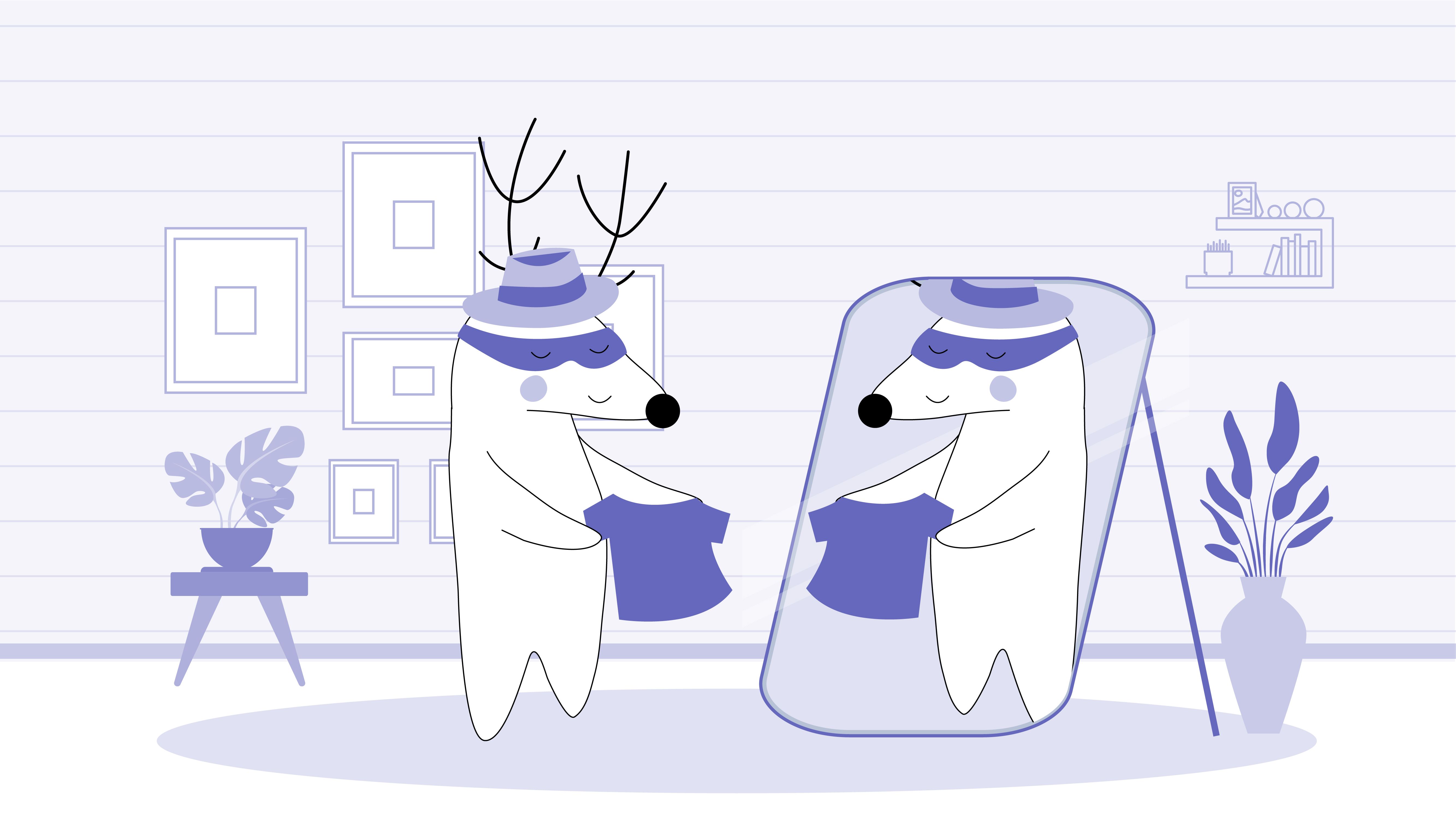 Soren stands in front of the mirror, dressing himself in a black shirt.