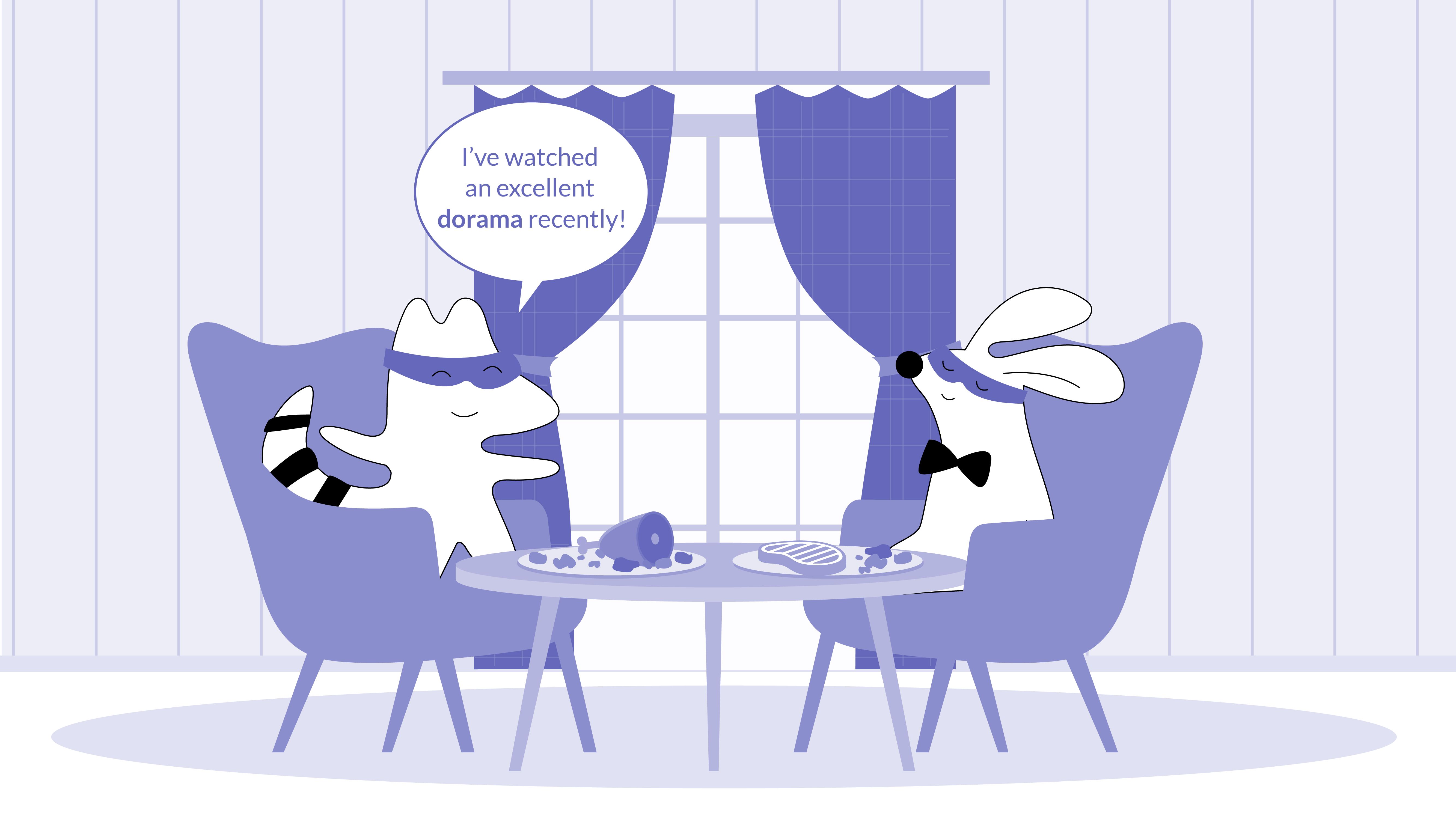 Iggy and Pocky are having lunch, Iggy mentions, “I’ve watched an excellent dorama recently!”