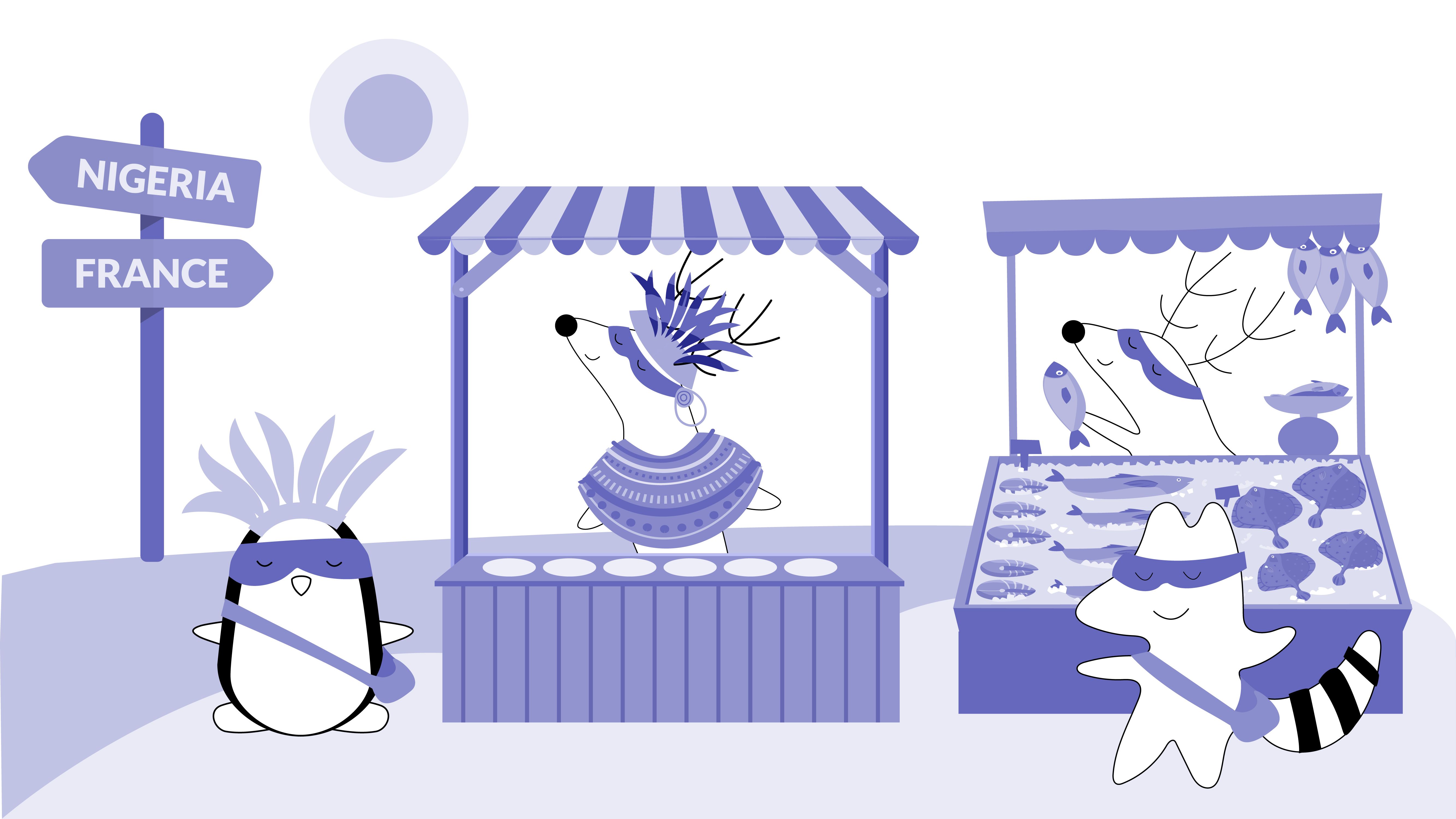 Pocky’s exploring another African country, walking down a big, colorful market.