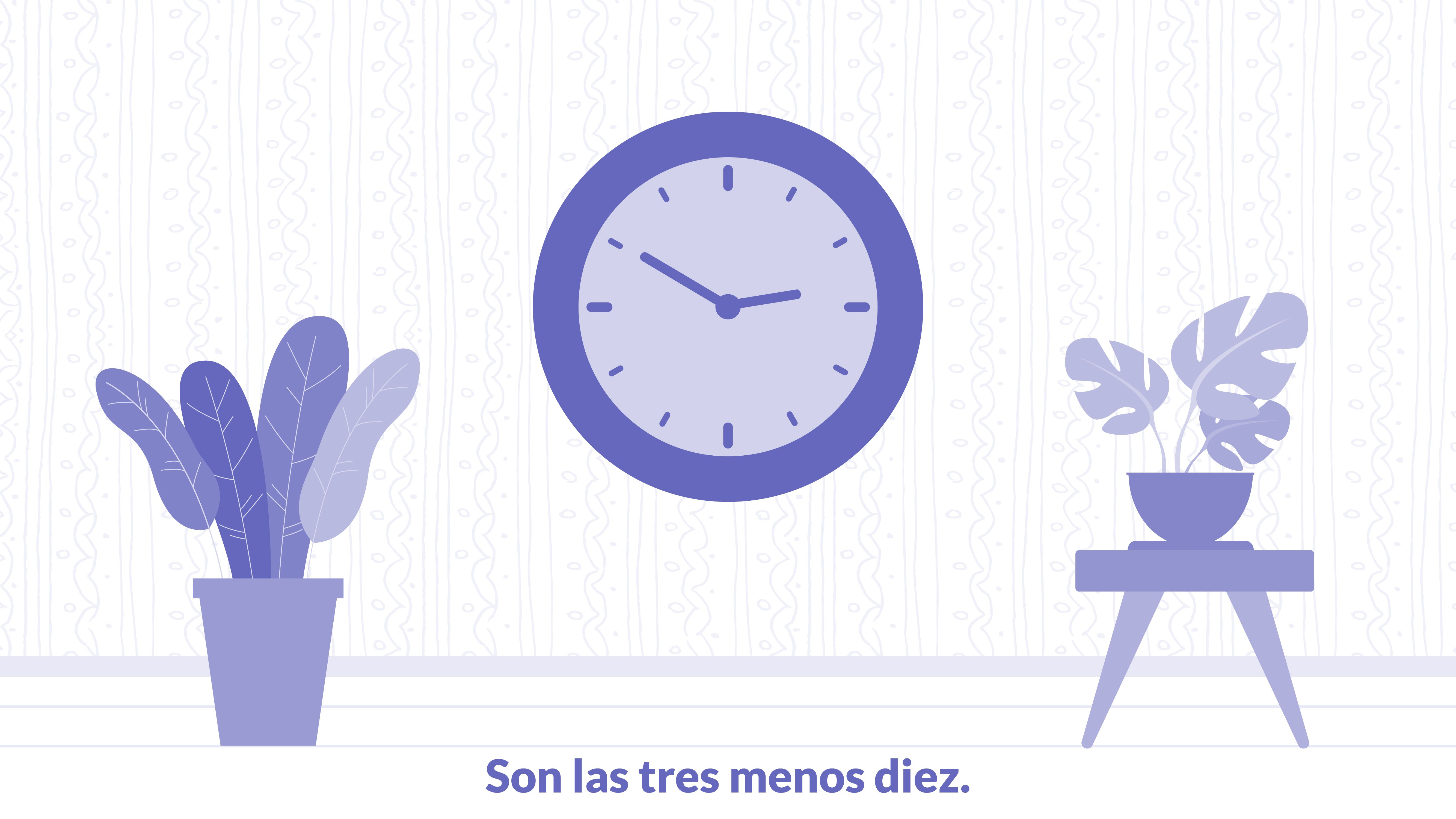 A picture of a clock showing 2:50, spelled out below as