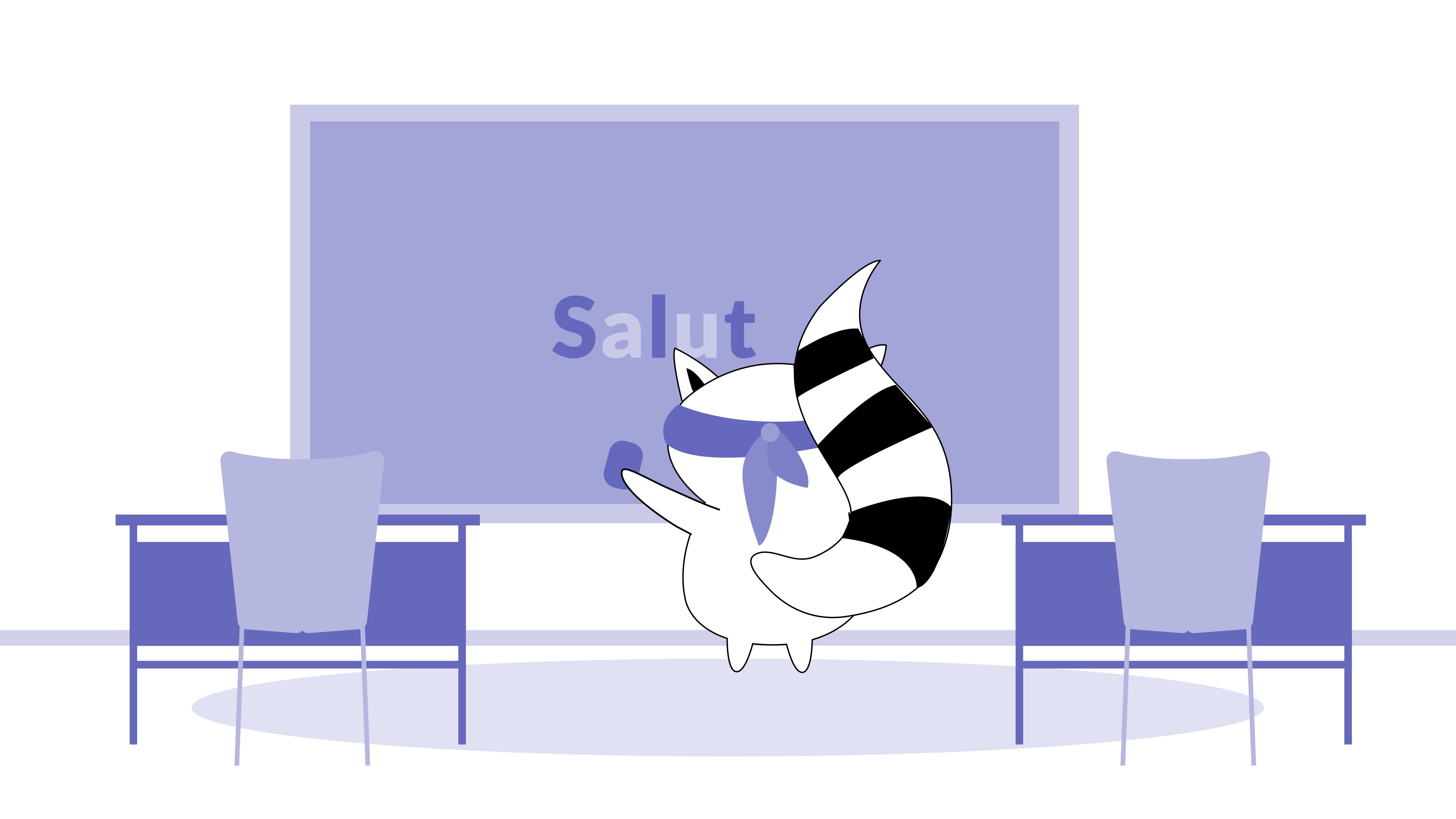 Benji standing at a chalkboard with