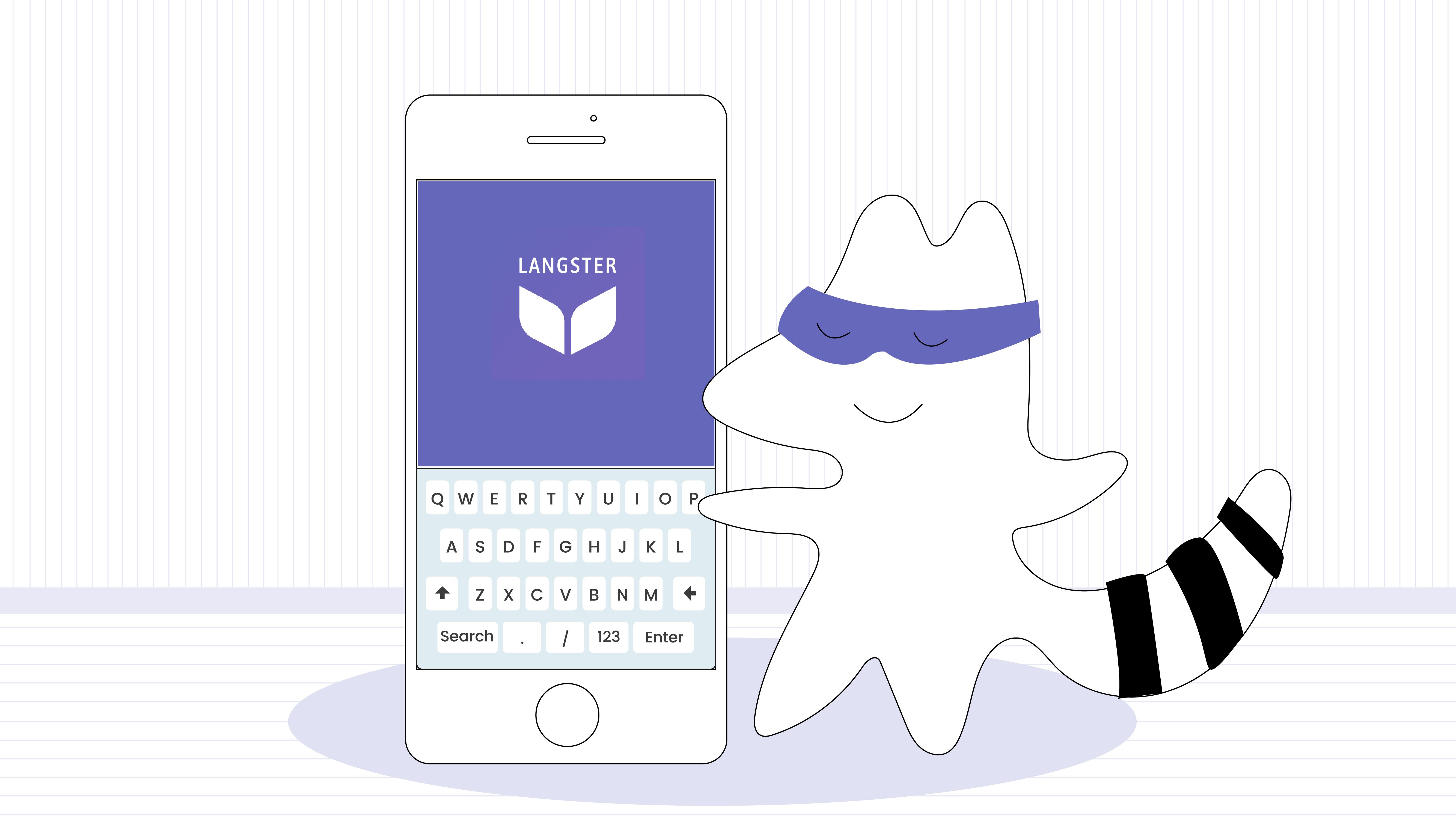 Iggy holding up his phone, showing the Langster home page