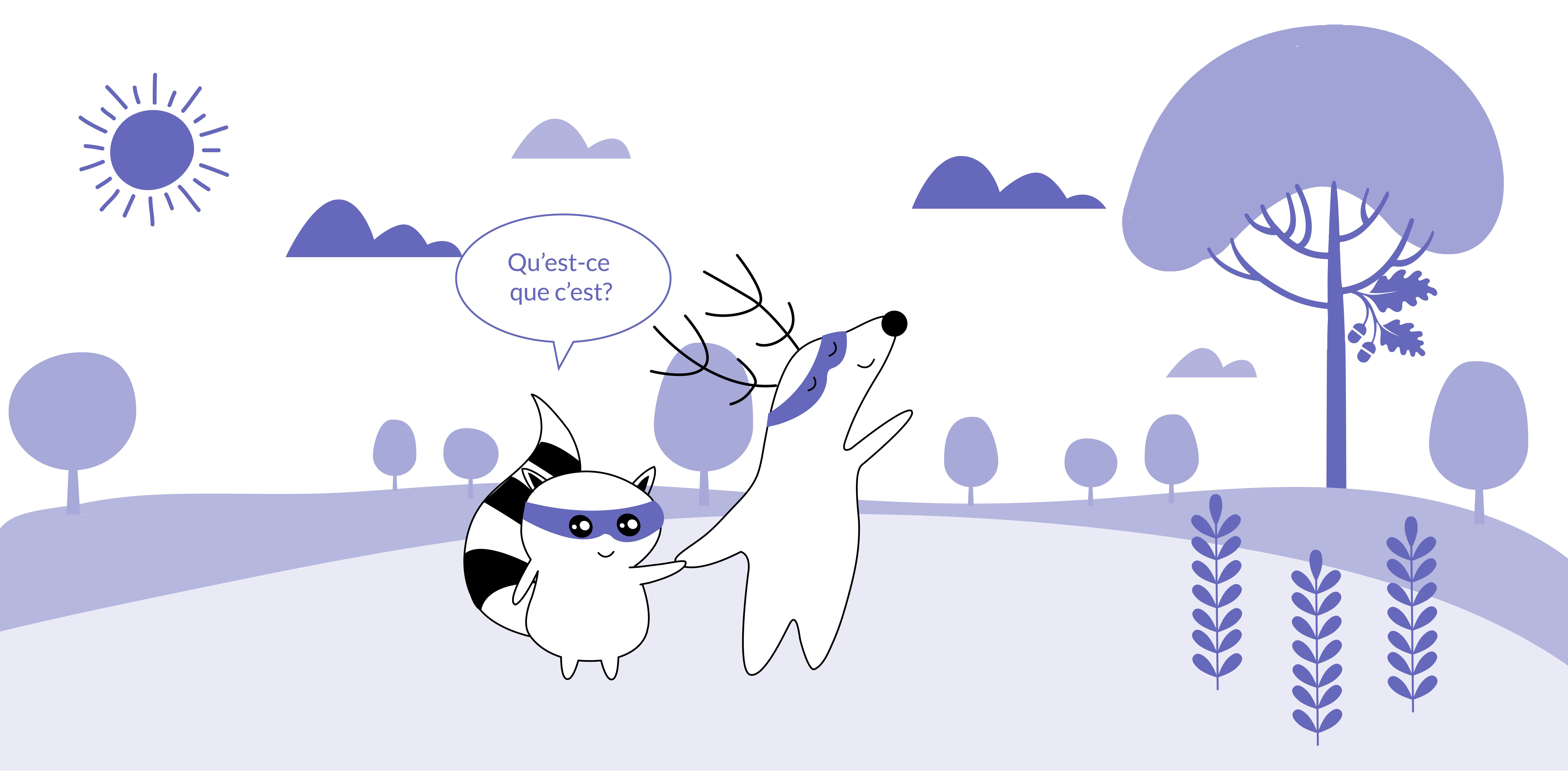 Iggy and Benji are walking in the park, Iggy points at a chestnut, asking Benji, “Qu’est-ce que c’est?”